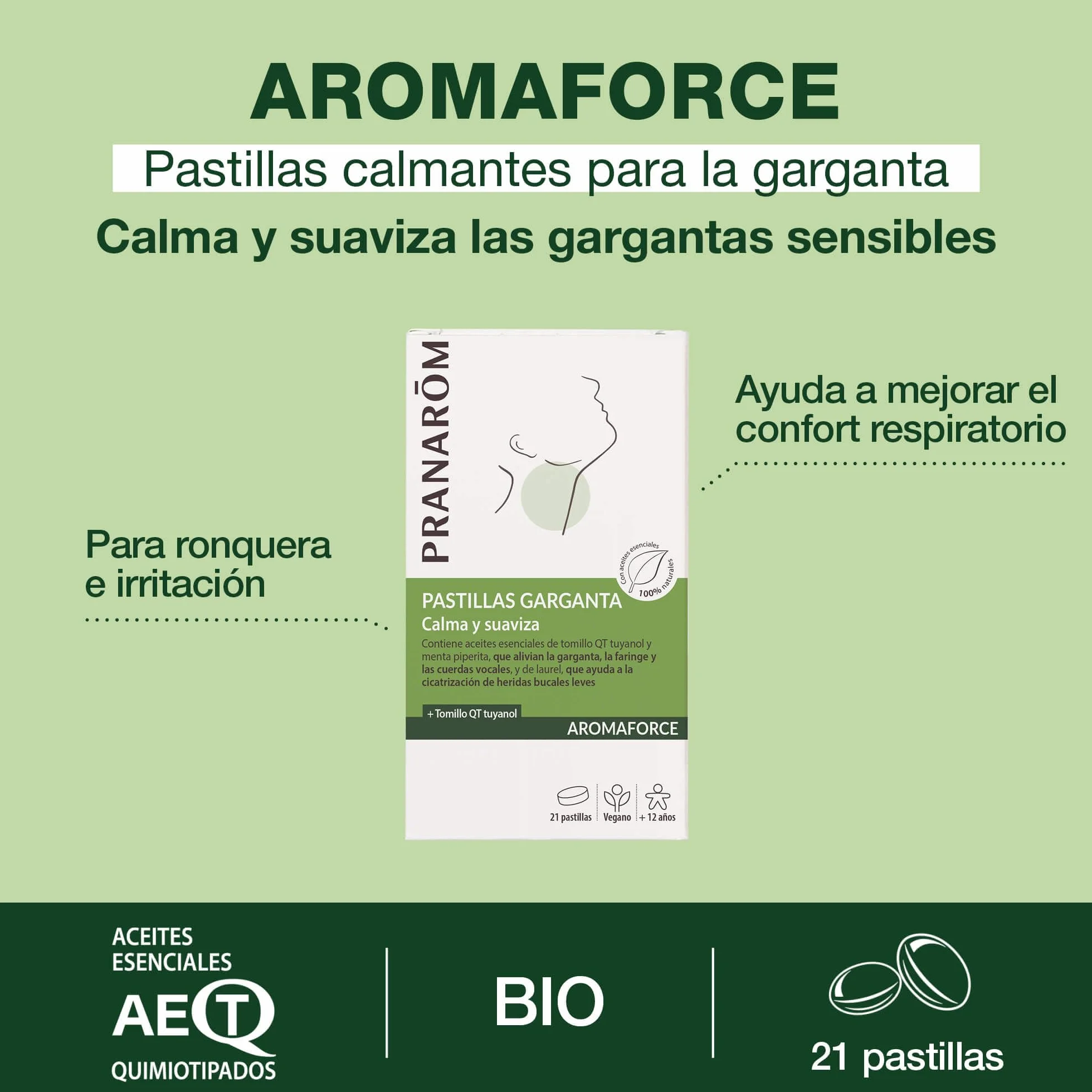 Aromaforce Pastillas Calmantes Para La Garganta Con Aceites Esenciales Orgánicos 21 Pastillas