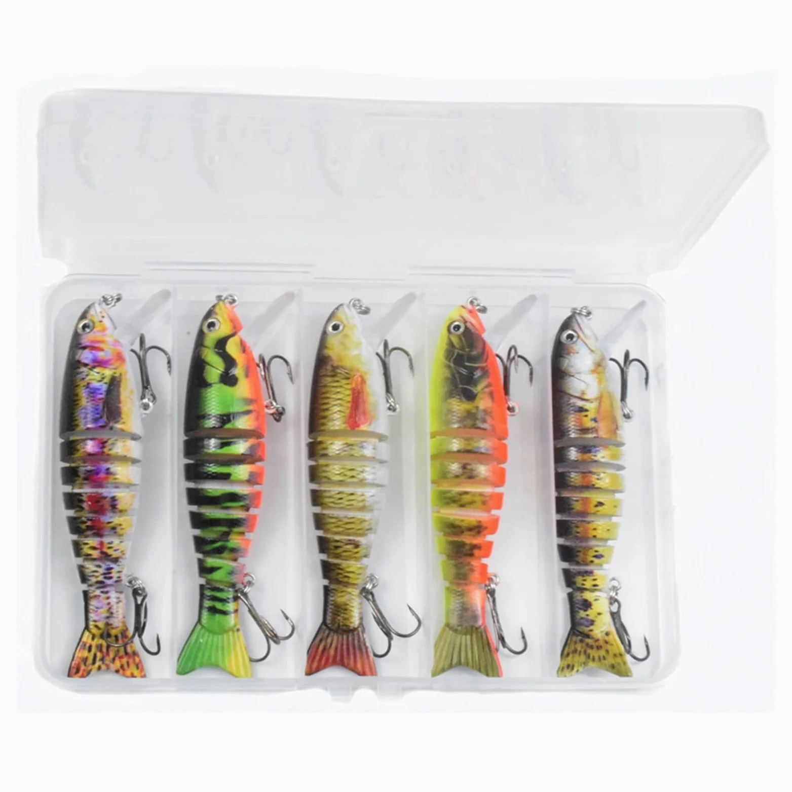 Señuelos de Pesca Señuelos de Pesca hundimiento Wobblers Conjuntos de Pesca señuelos de Pesca 8 segmentos Minnow Cebos Artificiales Pesca Tackle 5pcs/ Caja Cebos Artificiales