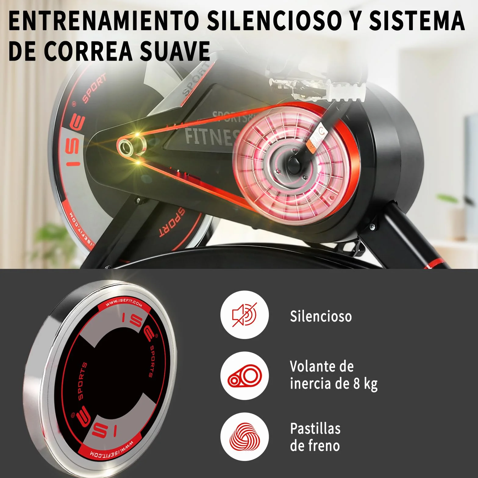 ISE Bicicleta Estática Profesional con Sensor de Pulso,Ajustable Resistencia, Pantalla, Bici Estática, Fitness En Casa con Volante de Inercia,Bicicleta Estática Indoor con Sillín Ajustable, Máx.120kg