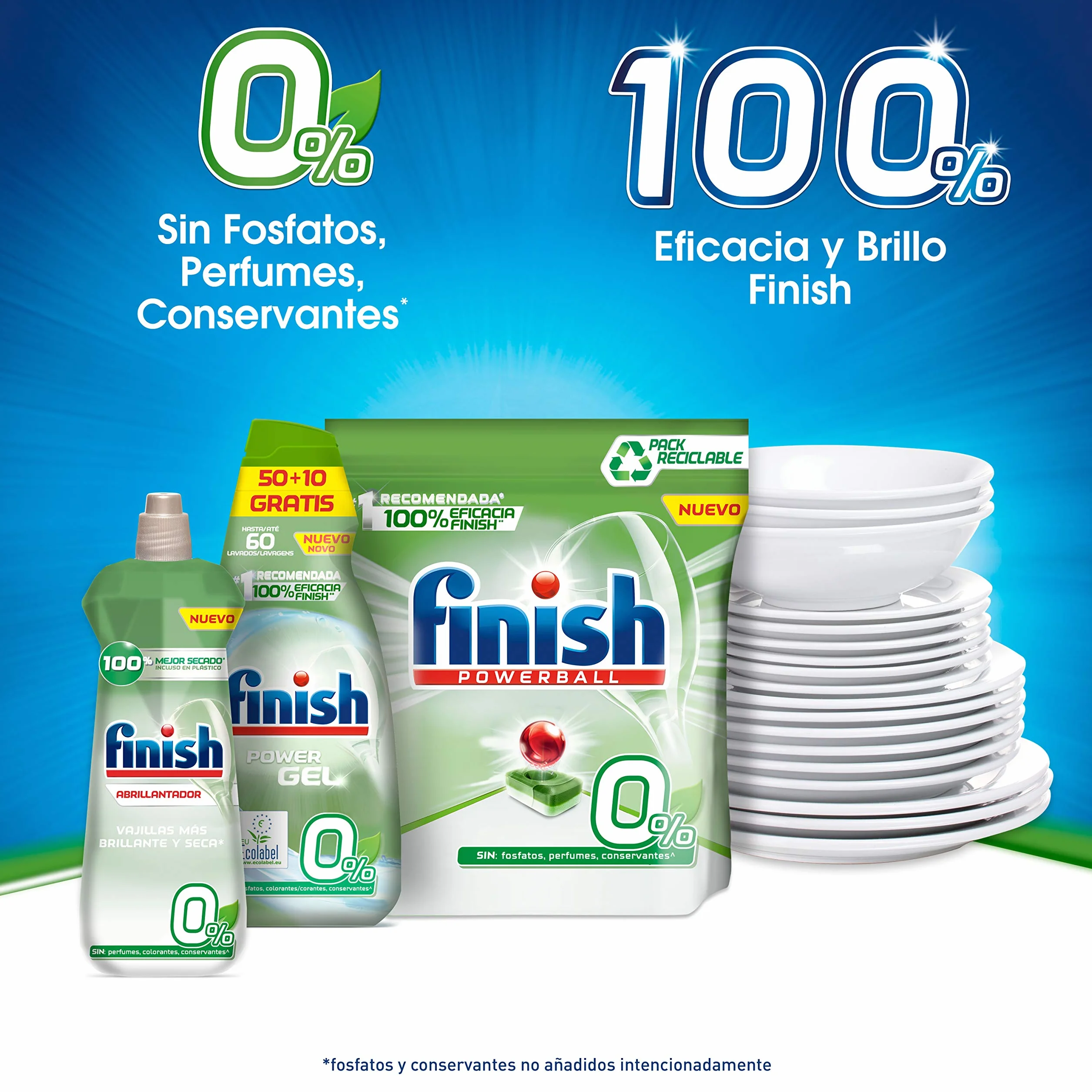 Finish Gel Detergente para Lavavajillas Ecológico 60 Dosis