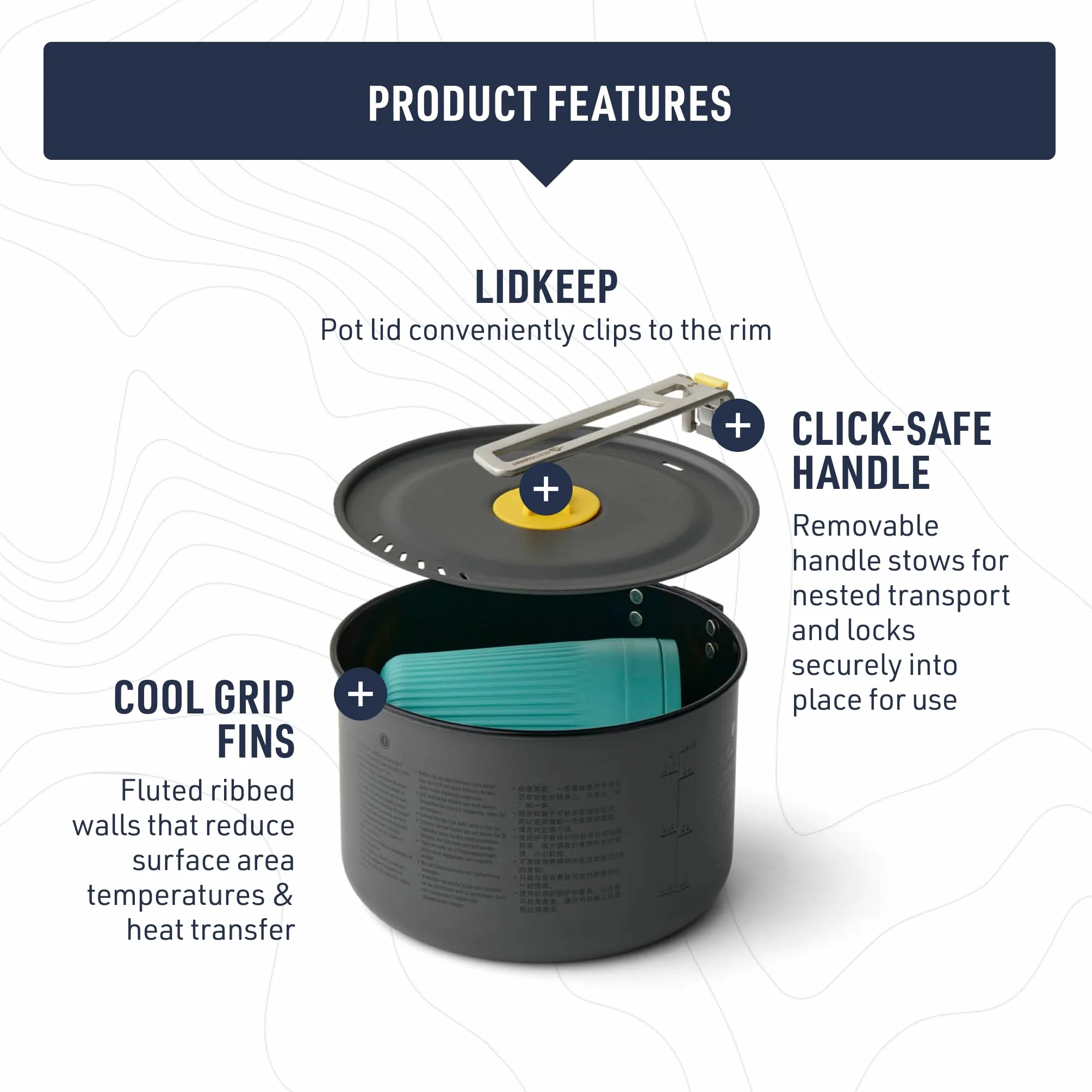 Sea to Summit Frontier UL One Pot Cook Set – 2L Pot + Medium Bowl + Insulated Mug blue-yellow