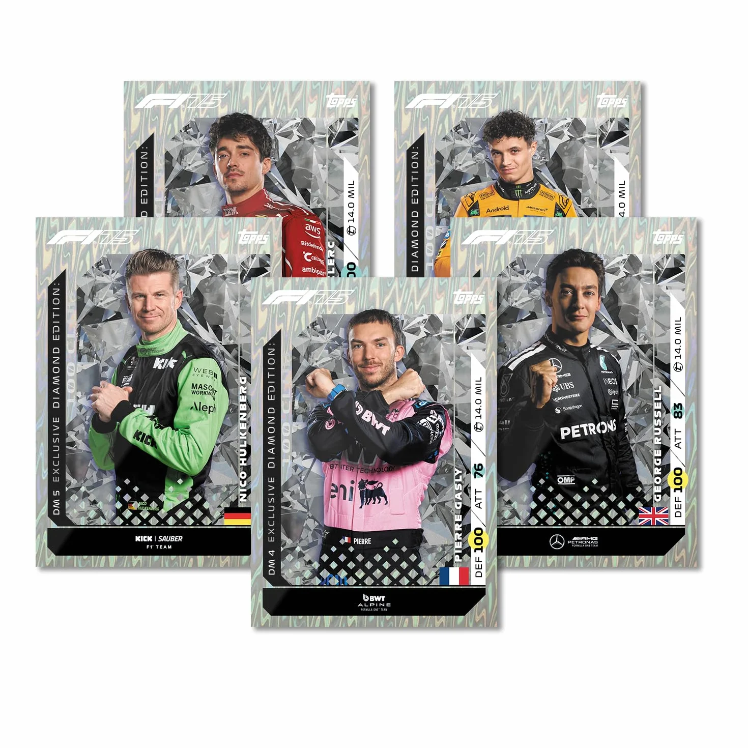 Topps Turbo Attax Formula 1 2025 - Diamond Edition Mega Tin - Contiene 66 cartas, incluyendo 6 LE y 5 exclusivas. Reliquias de la leyenda dentro de latas de la suerte.