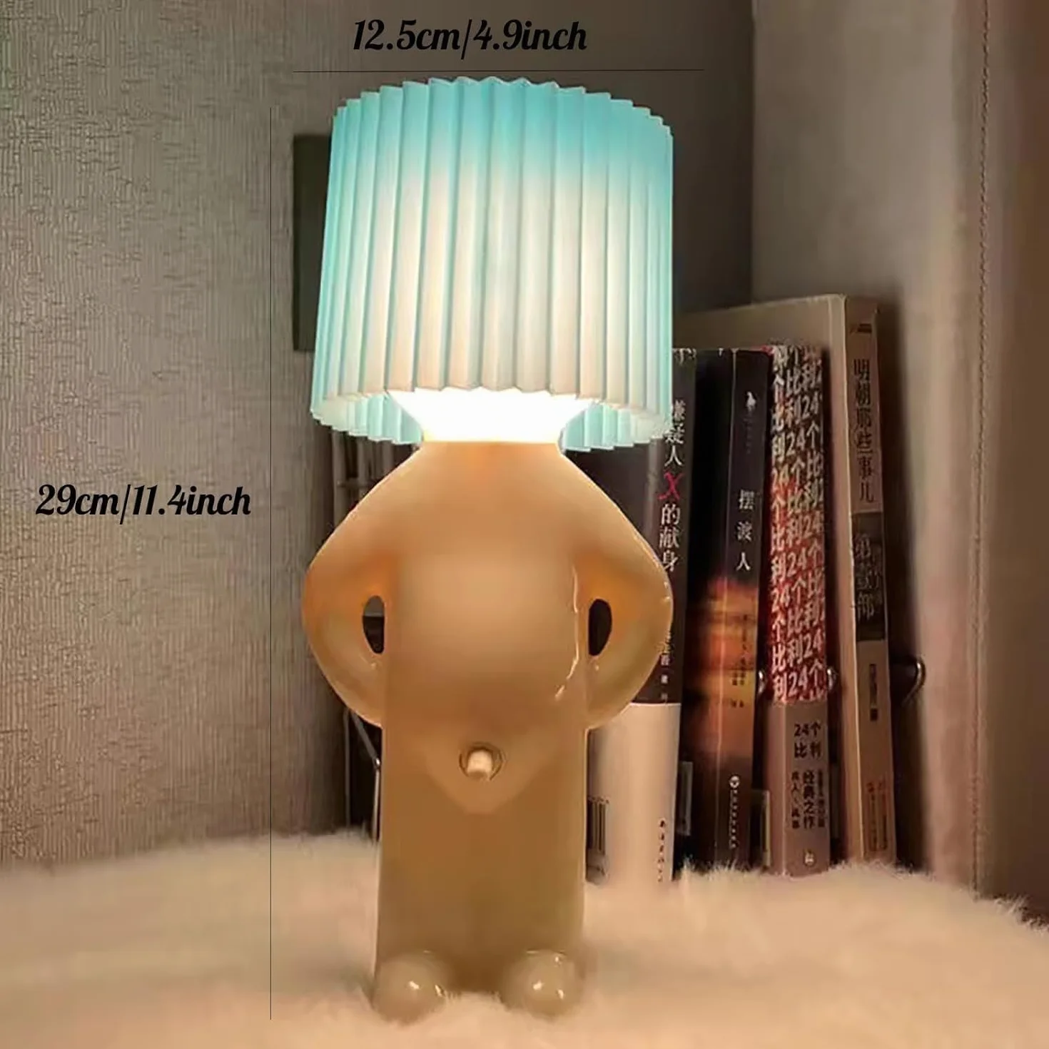Shy Man Lamp Cute Boy Night Light Creative Desk LED Plug-in for Bedroom (Green)