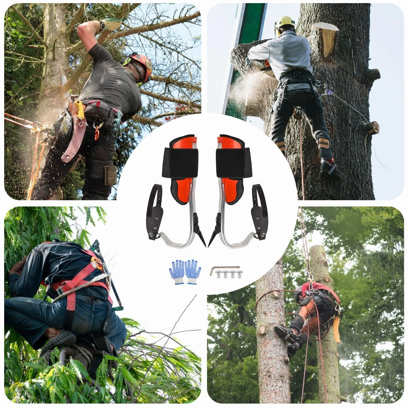 Estacas de escalada de árboles para trabajos de árboles, aleación de aluminio, equipo de servicio de árboles, zapatos de escalada de árboles, equipo de escalada de palmeras para interiores y