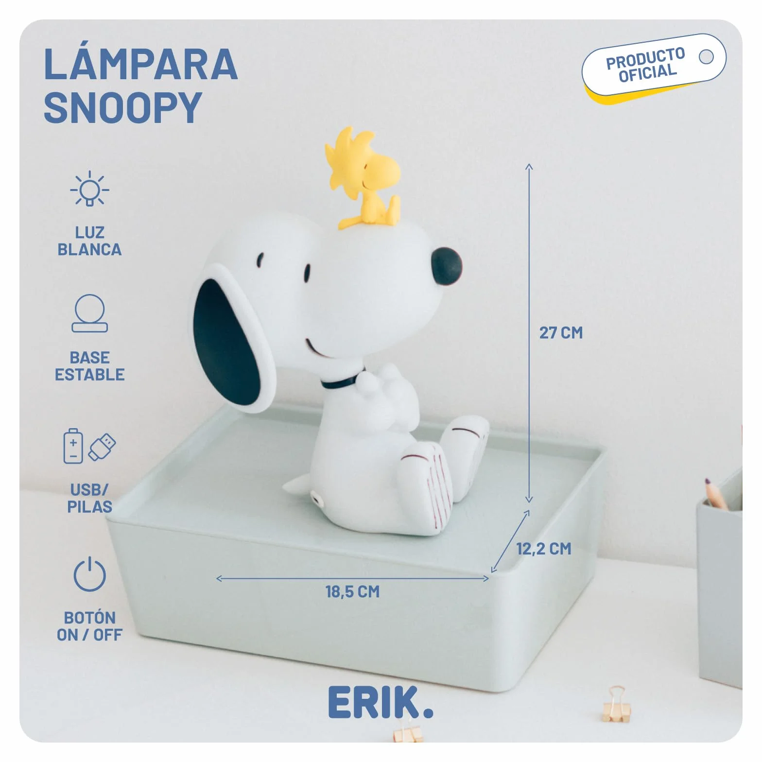 Grupo Erik Snoopy Lampka Nocna USB/Pilas Dekoracja Pokoju Dziecięcego