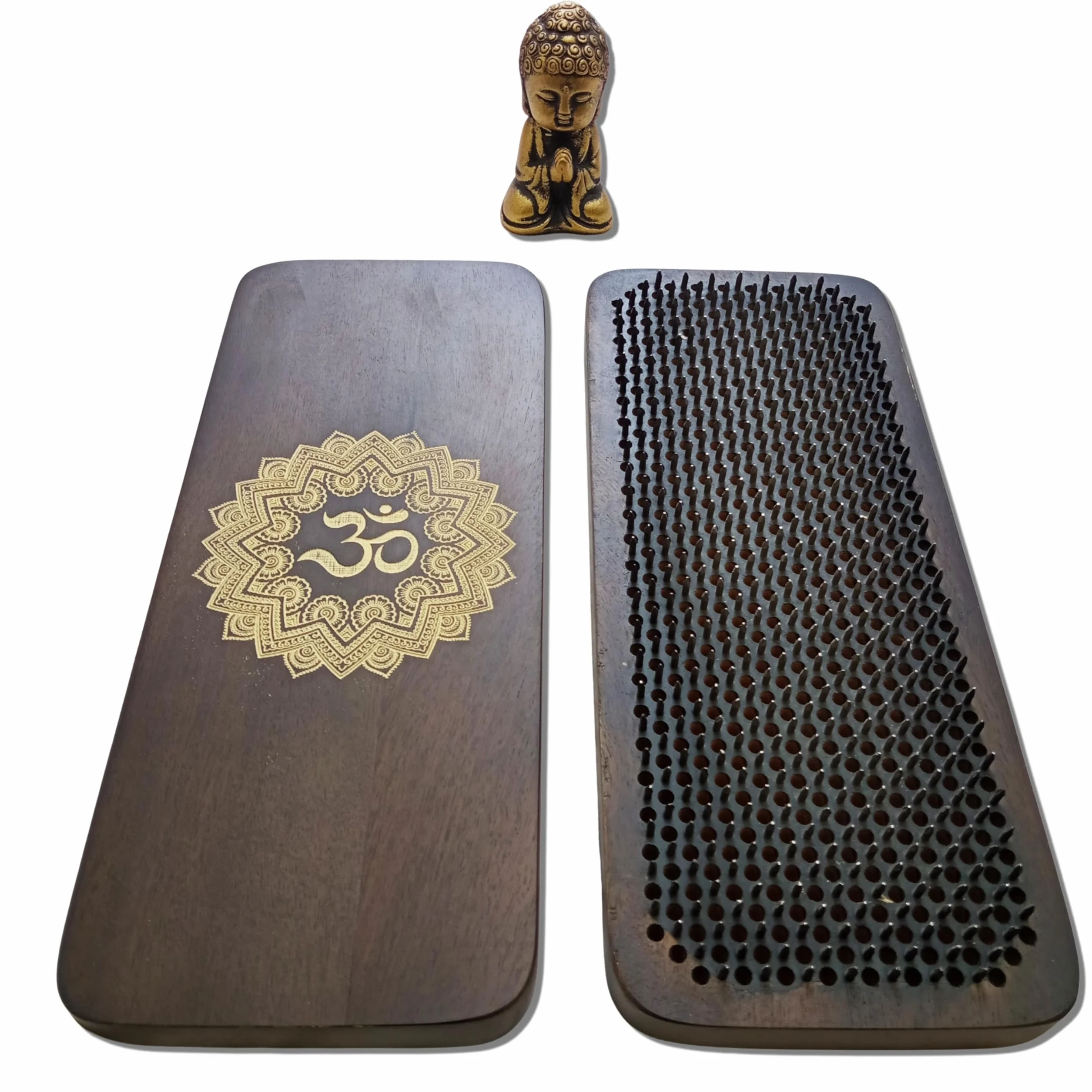 Sadhu Board Tabla de uñas de madera de mango oscuro 100% hecha a mano 4 tamaños 8 mm 10 mm 12 mm 15 mm práctica de yoga