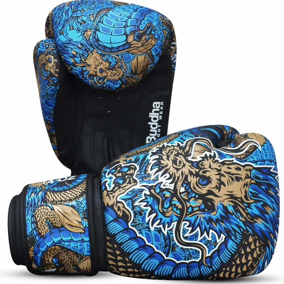 BUDDHA FIGHT WEAR Guantes de Boxeo Dragon 10 oz 12 oz 14 oz 16 oz para Entrenamientos Sparring Muay Thai Kickboxing