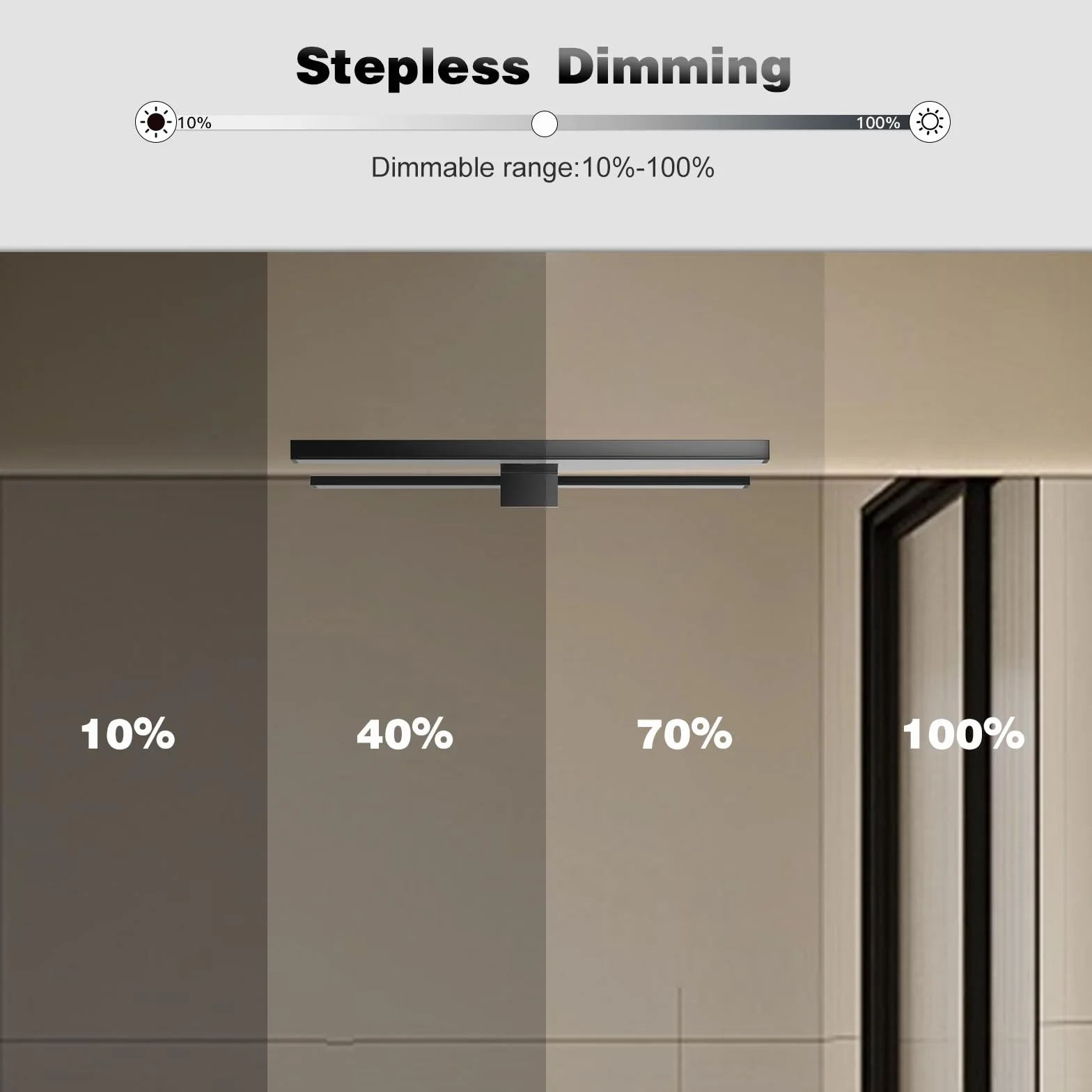 DEELUX Lámpara de Espejo Baño LED 30cm 5W 4000K Blanco Neutro Regulable 55-550 lm IP44 230V Negro