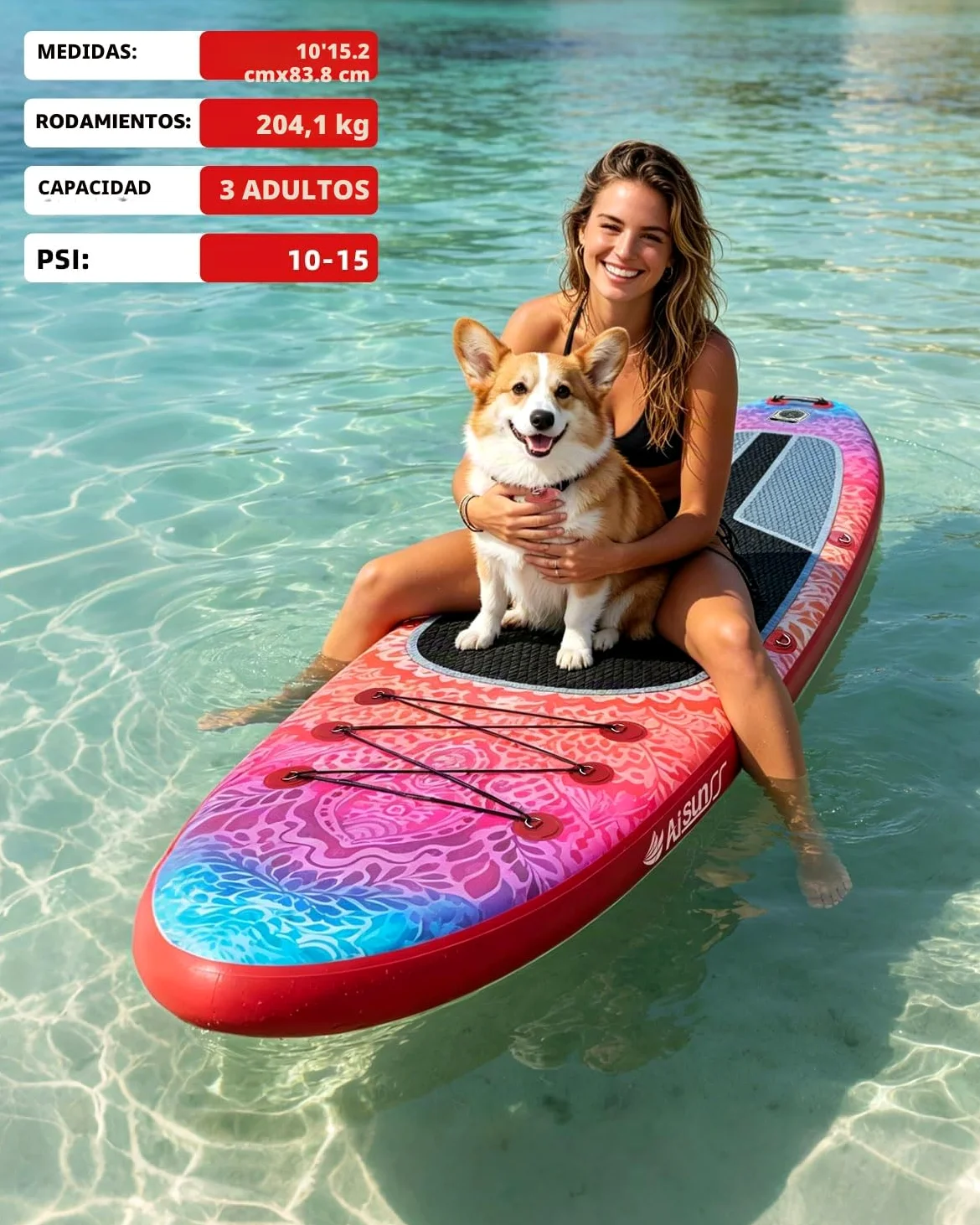 Tabla de Yoga de 10.6 pies con Accesorios de Sup, Incluye Alfombrilla Antideslizante, Bolsa Impermeable para teléfono, Bomba de Doble acción, Paleta de Aluminio Ajustable
