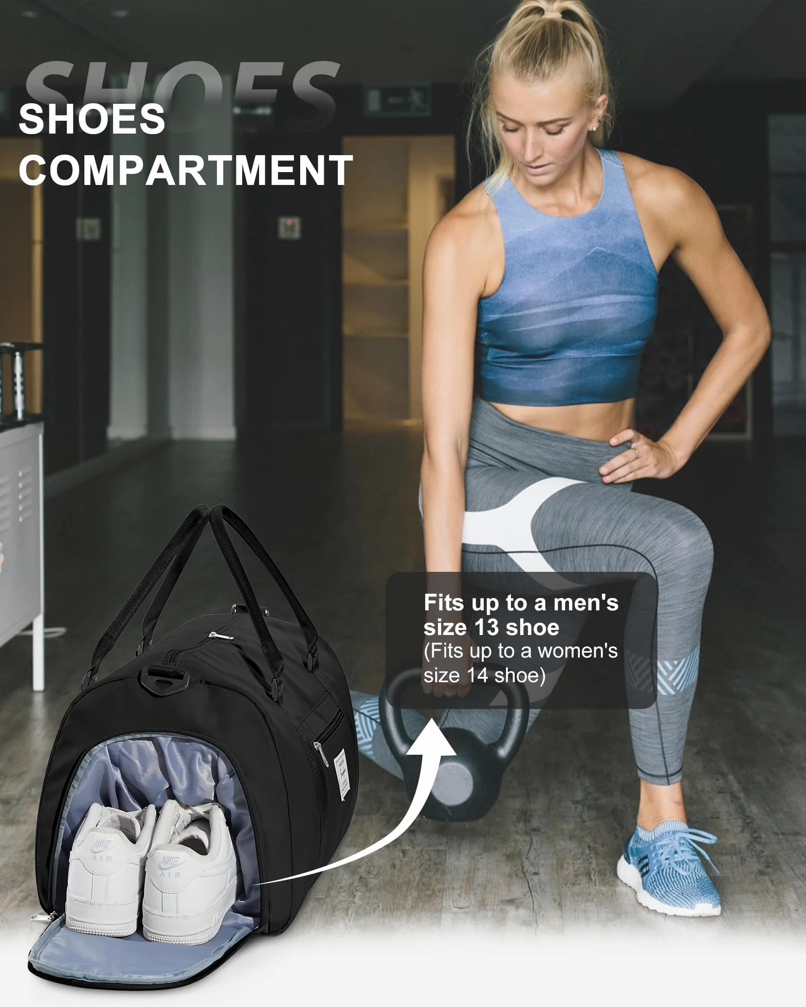 Bolsa de Viaje, Color Negro, Black, Bolsa de Gimnasio