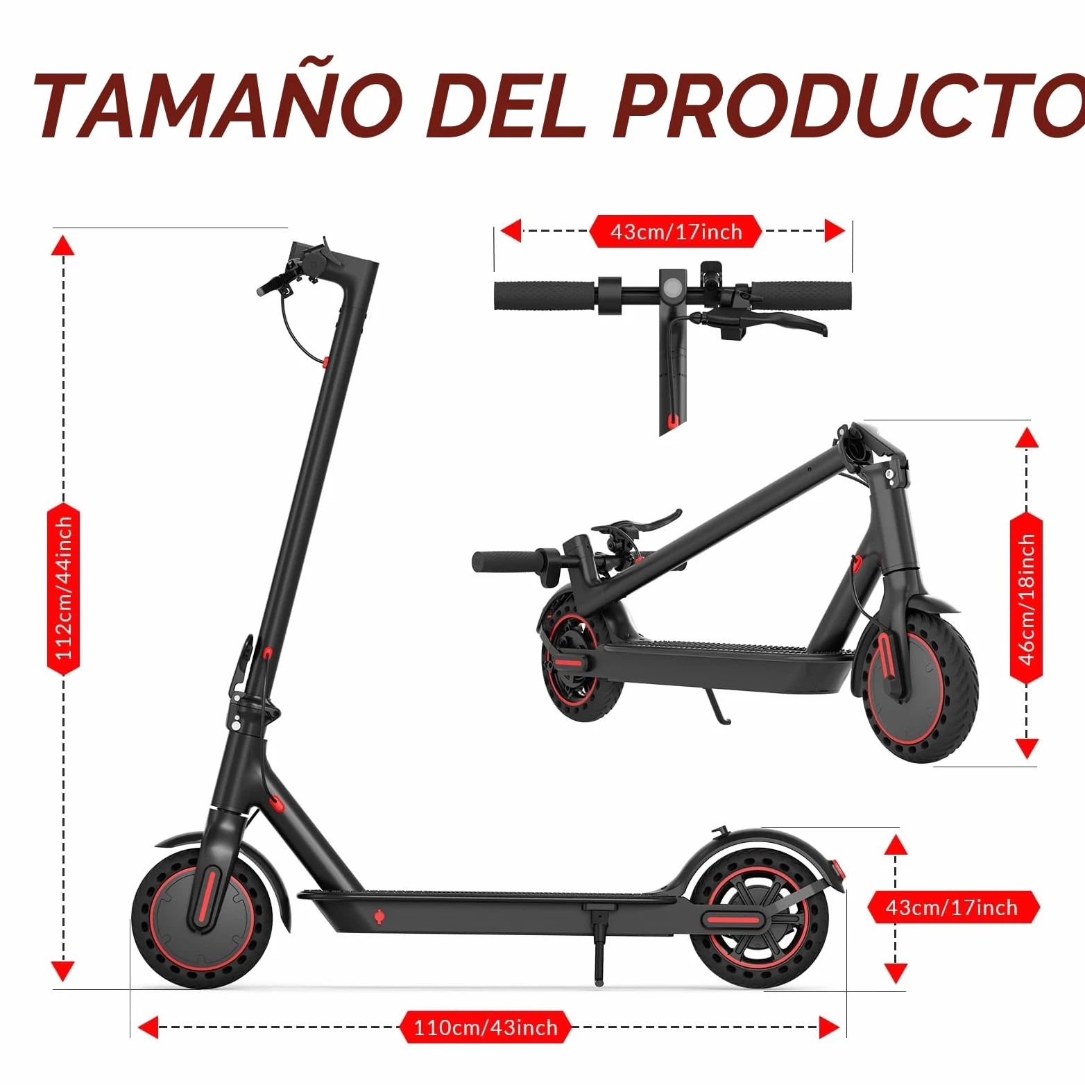 Patinetes clásicos de 8,5 Pulgadas con autonomía máxima de 30 km, Patinete eléctrico Plegable con función de Bloqueo, aplicación, Patinete eléctrico para Adultos.
