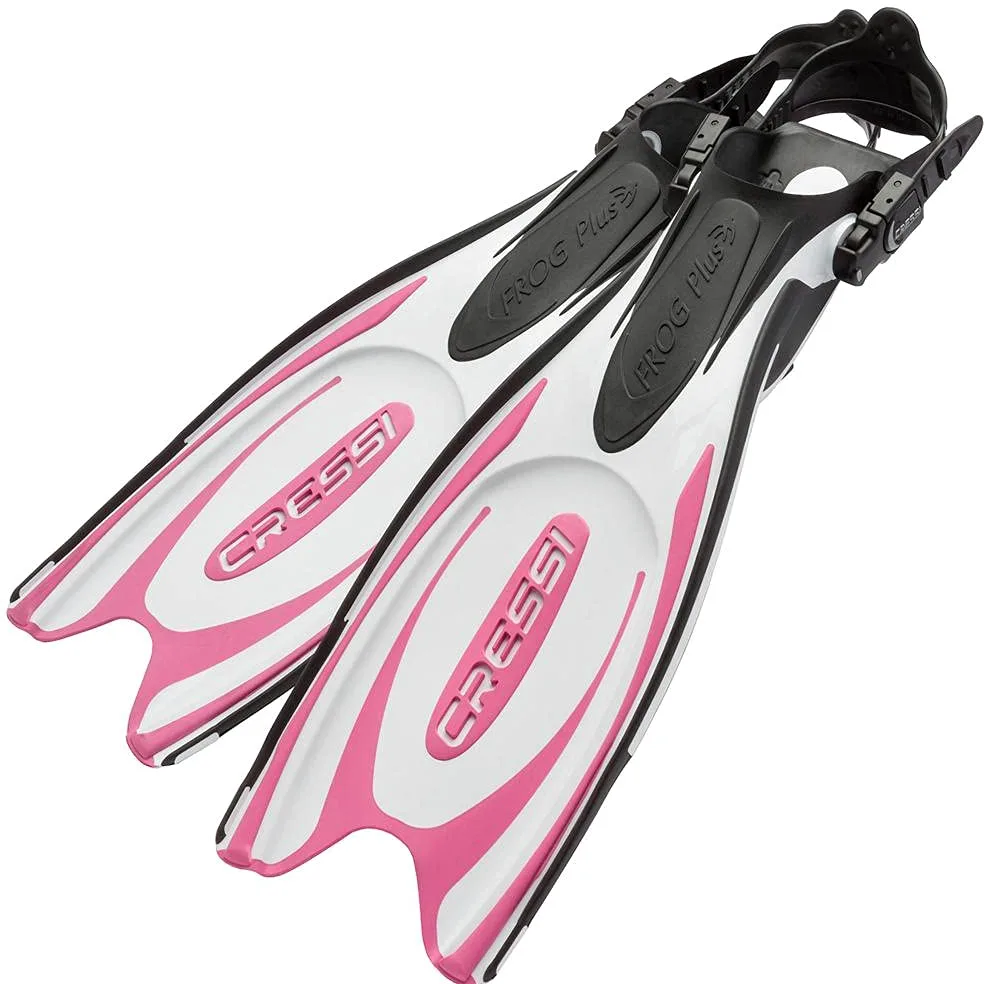 CRESSI Frog Plus Fins White/Pink XS/S (35/38 EU) - Aletas Ajustable para Buceo Snorkel Apnea, Blanco/Rosa, XS/S (35/38 EU), Mujer