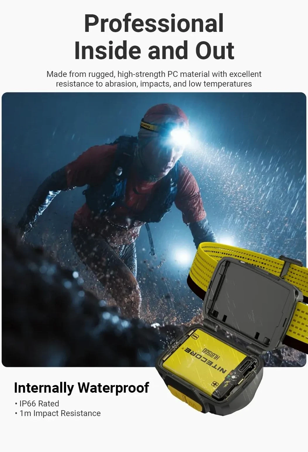Nitecore UT27 MCT - Linterna frontal LED de carga USB-C blanca de 800 lúmenes