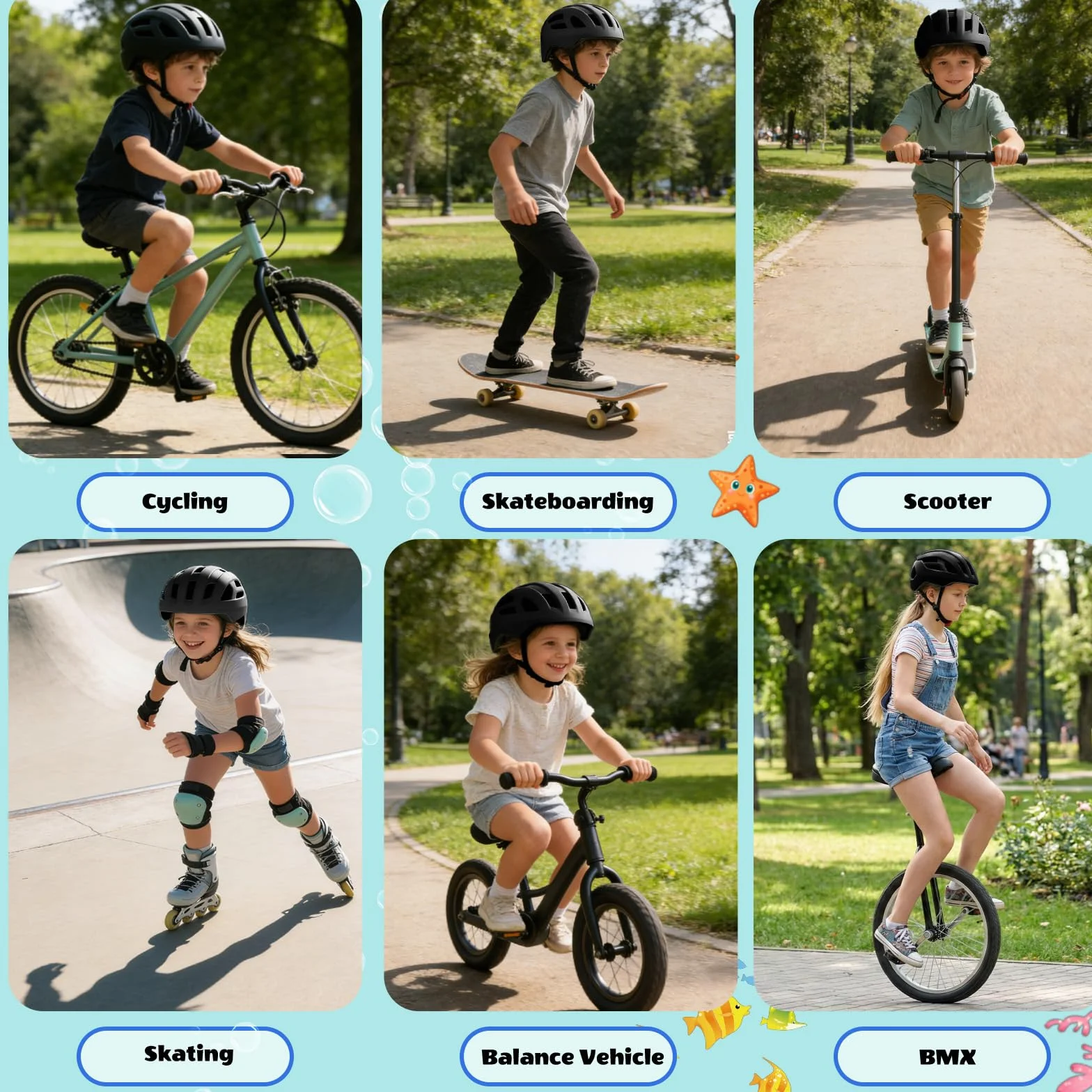 Casco de Bicicleta con luz Trasera para niños niñas y Adolescentes, luz Trasera Recargable de Seguridad, Ligeros y Talla Ajustables Cascos Infantil para múltiples Deportes