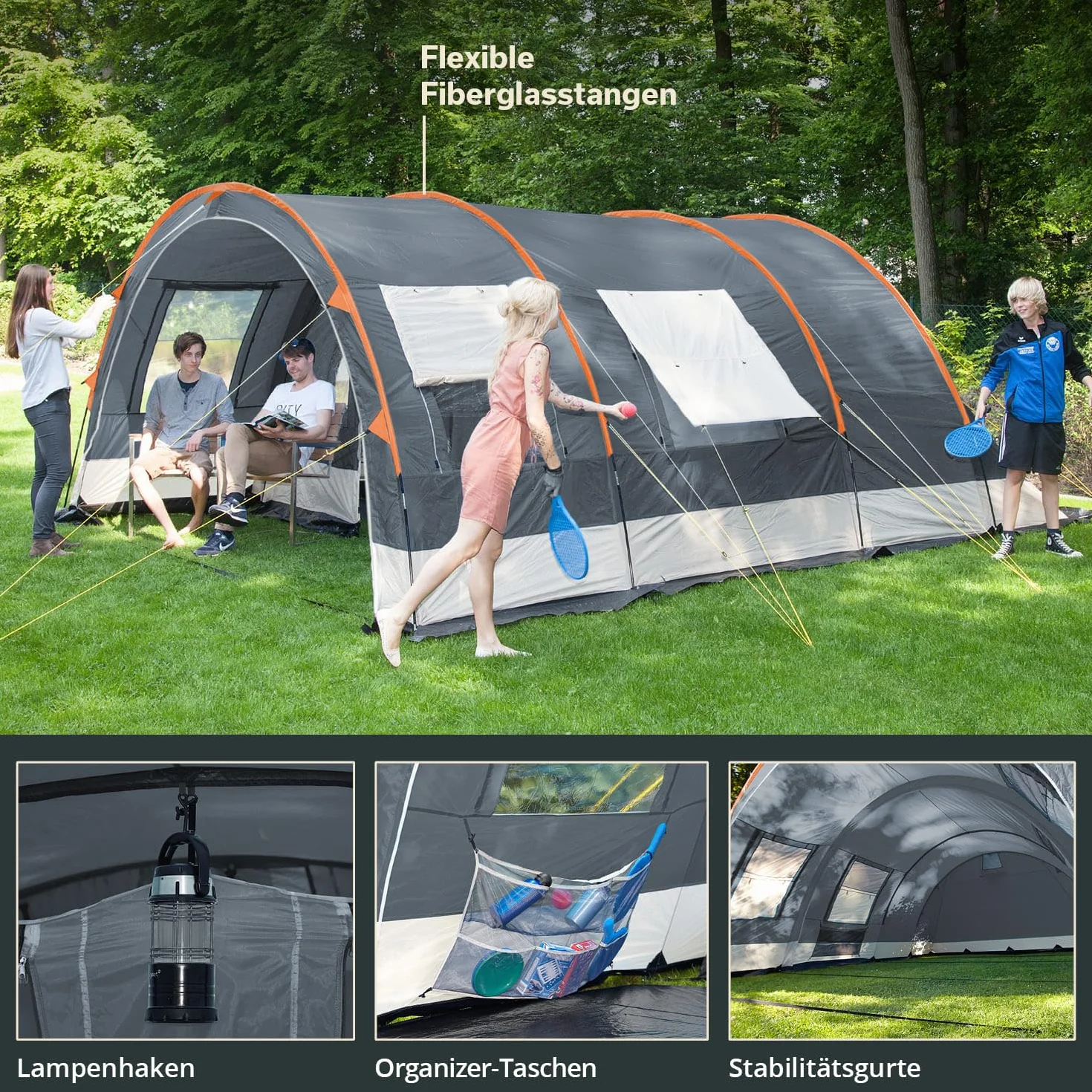 Skandika Helsinki - 6 Personas - Tienda de campaña Familiar - túnel - mosquiteras