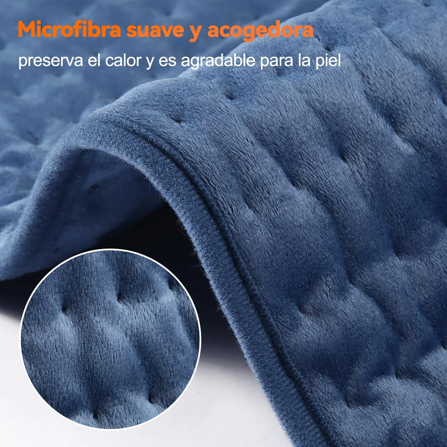 Manta Electrica Lumbar, 30x60cm Esterilla Electrica mit 4-Stunden-Timer und 6 Heizstufen, Almohadilla Electrica Lumbar con Mando a Distancia Digital, Apagado Automático, Lavable a Máquina Azul