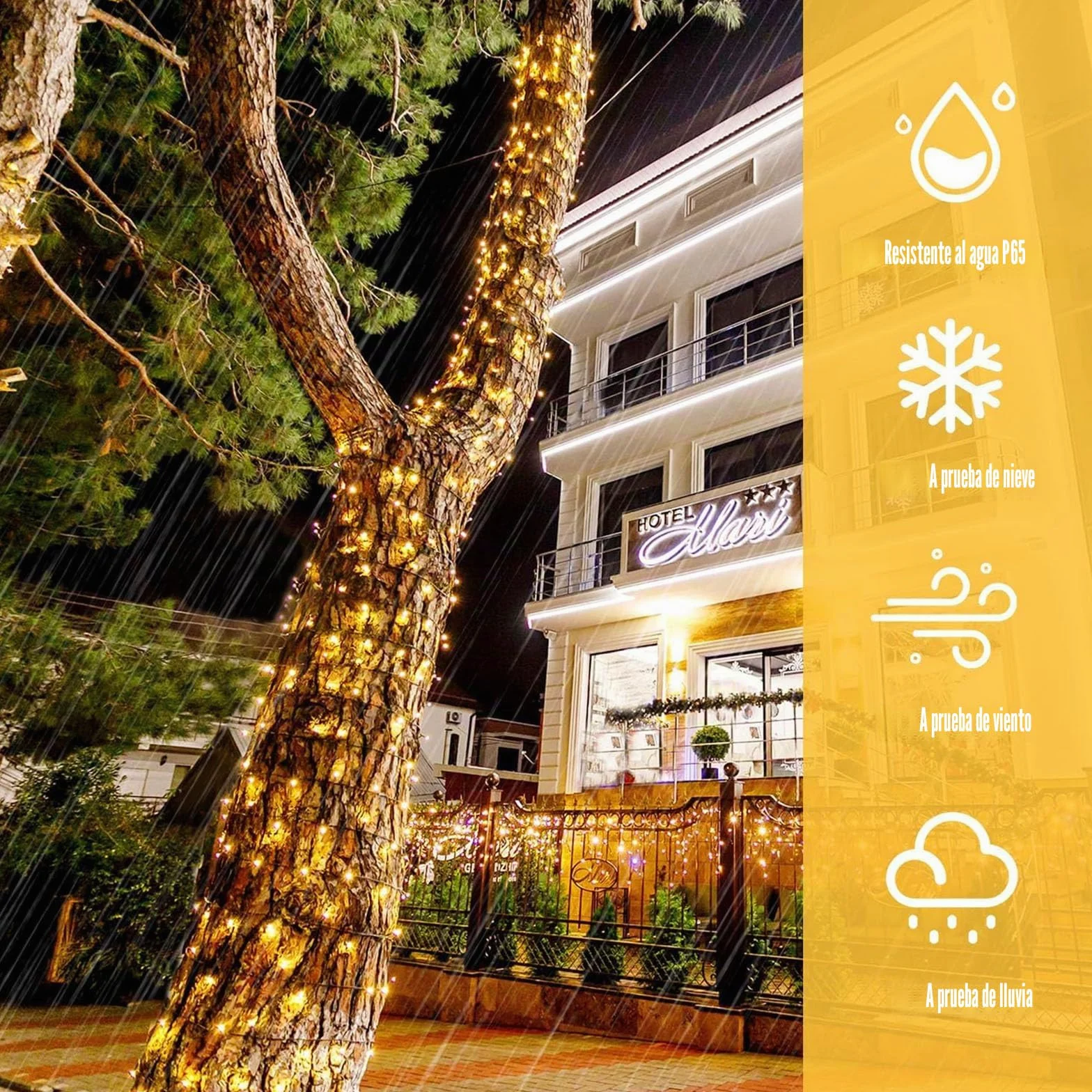 Tacobey Guirnalda Luces Exterior Solar 20M 200 LED Cadena de Luces 8 Modos Impermeable Blanco Cálido