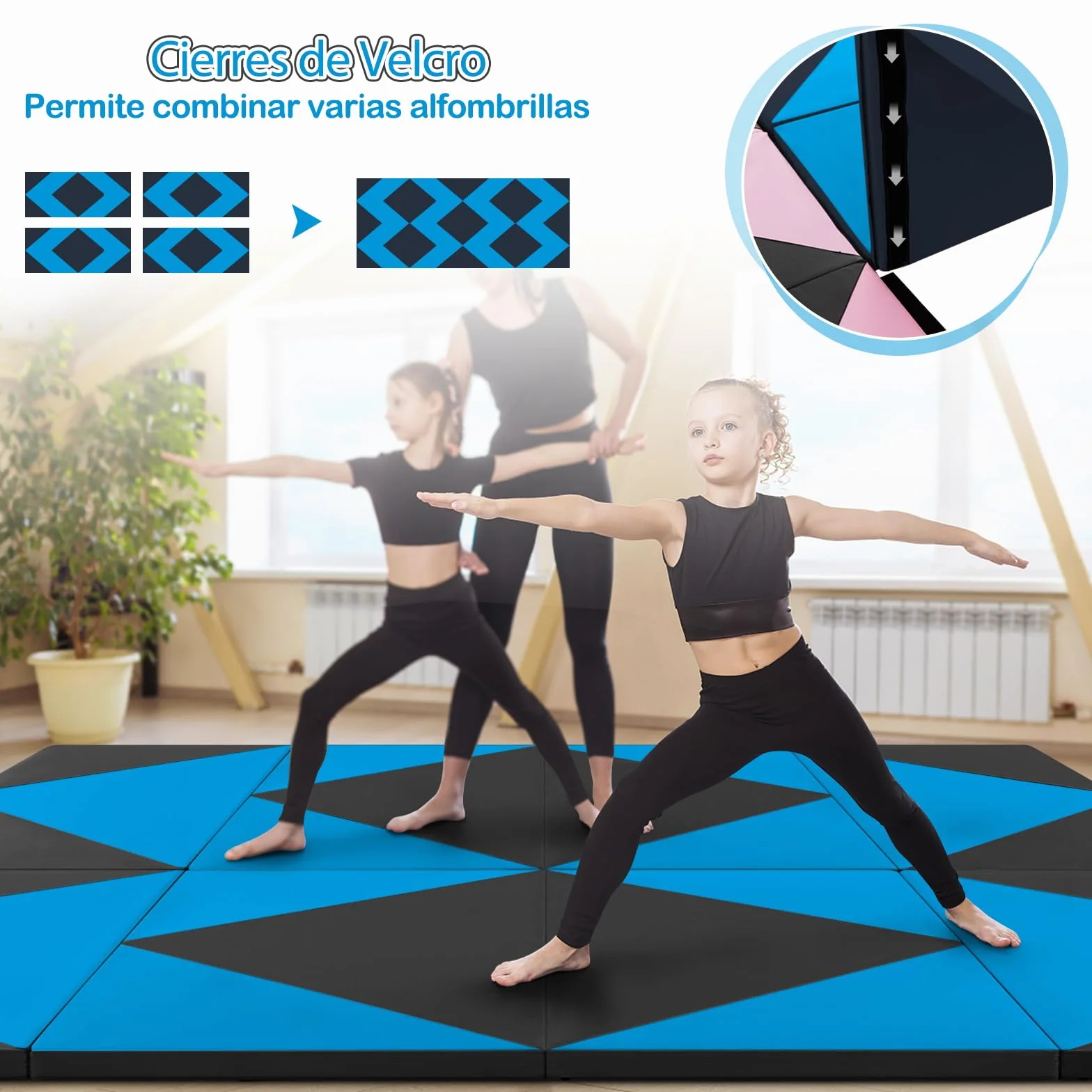 COSTWAY Colchoneta de Gimnasia Plegable 240 x 117 x 5 cm, Esterilla de Piel PU para Ejercicio Aeróbico