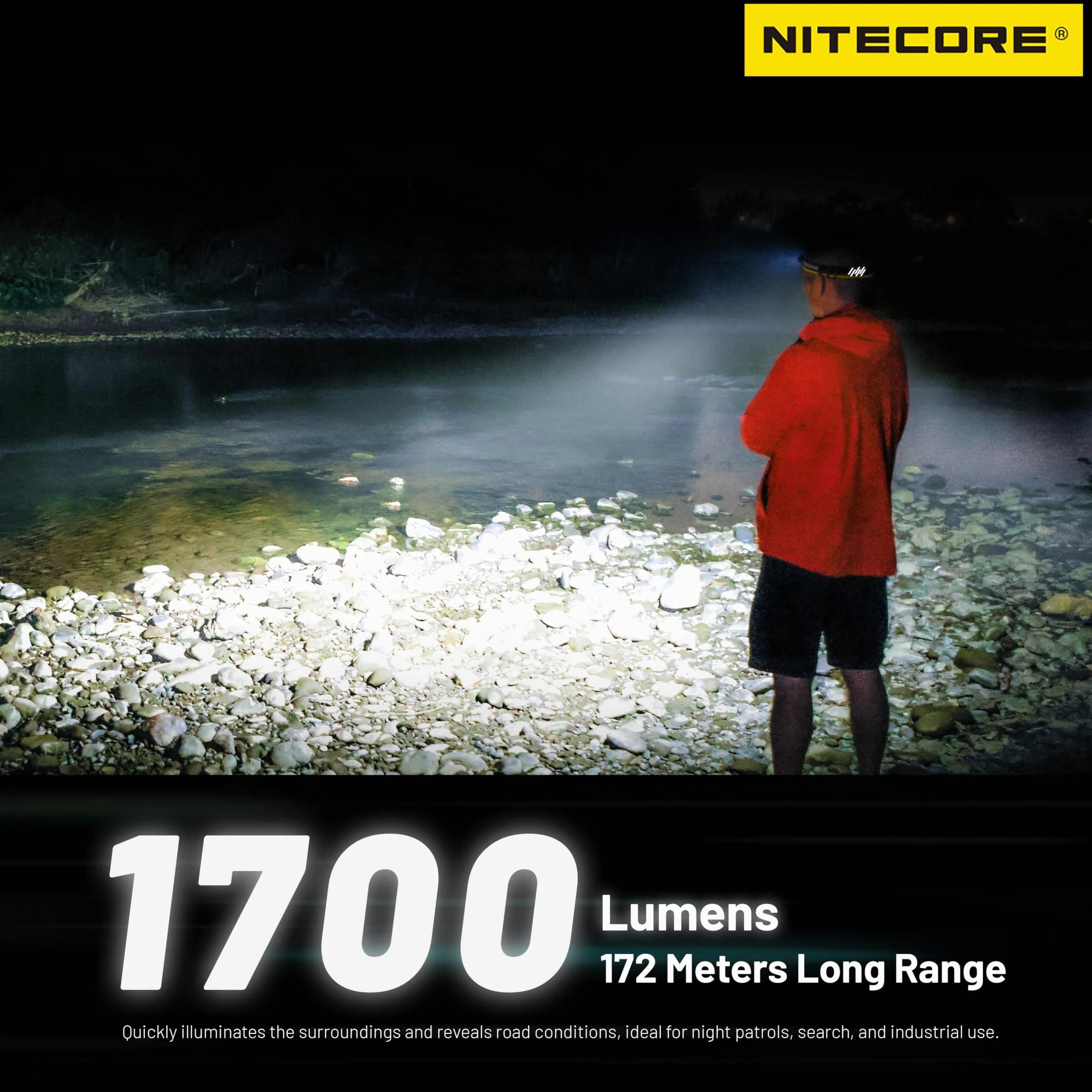 Nitecore NU45 linterna frontal de 1700 lúmenes ligera con batería de 4000mAh recargable por USB-C