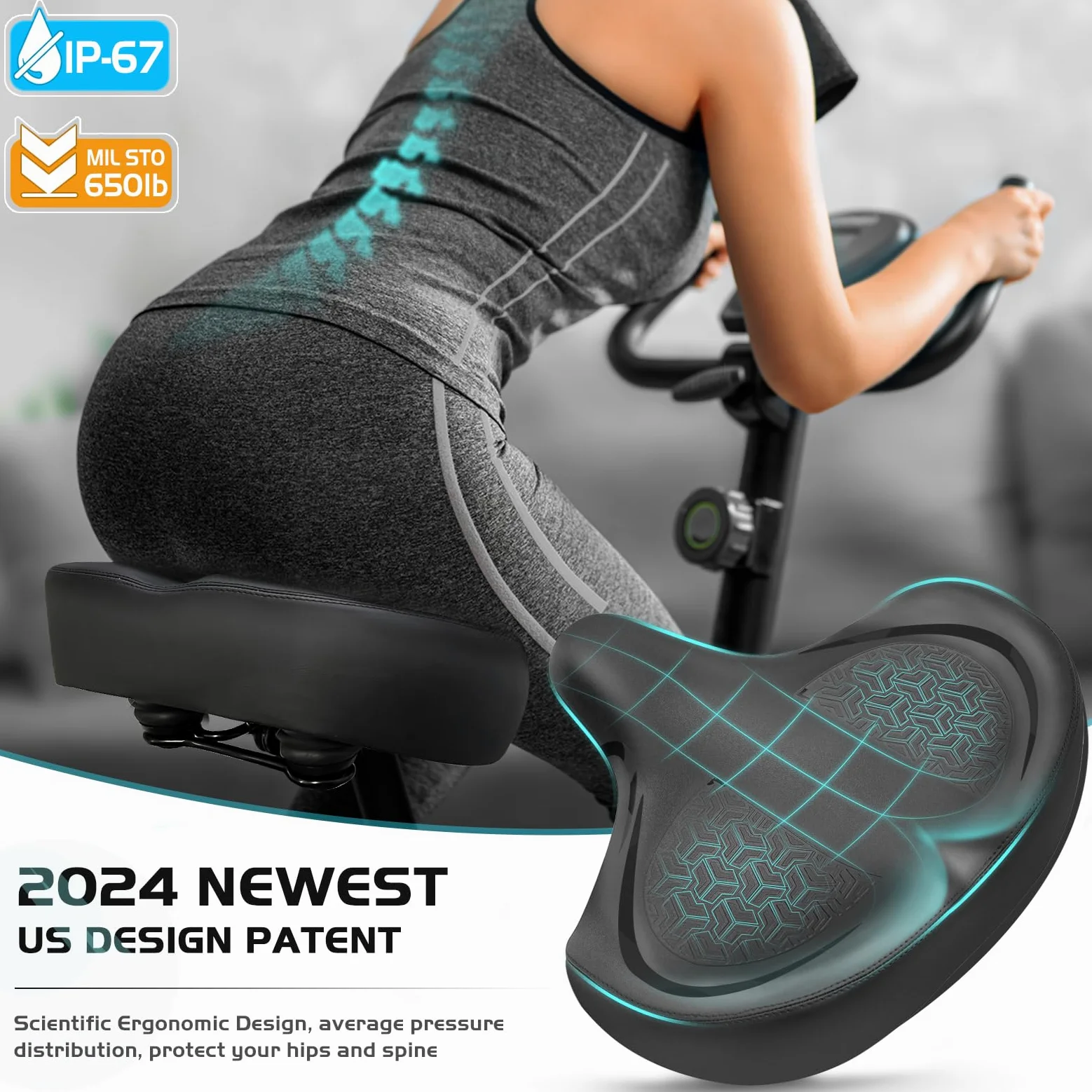 Twomaples Asiento de bicicleta, asiento de bicicleta para mujeres y hombres, extra cómodo, ancho, asiento cómodo de gran tamaño para bicicletas Peloton, apto para bicicletas estáticas, bicicletas