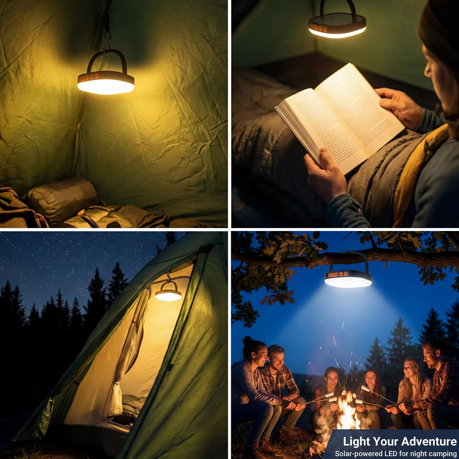 Linterna solar con control remoto de 5000 mAh, recargable, luz LED esencial para camping, 2000 lúmenes, 5 modos de luz, IPX5, impermeable, con linternas de carga USB para cortes de energía, peces