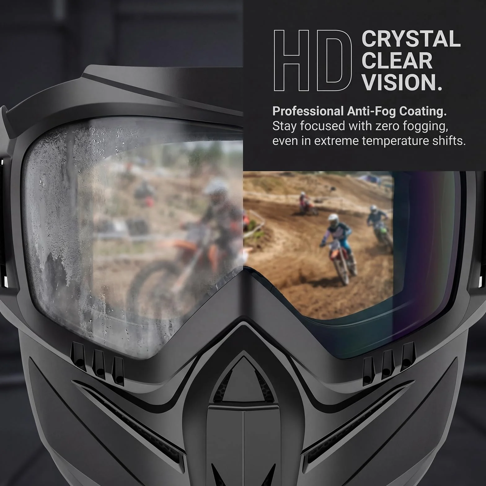 Full Face Protective Mask with Removable Goggles, Anti-Fog Face Shield for Motorcycle Riding, Cycling, Softball & Outdoor Sports