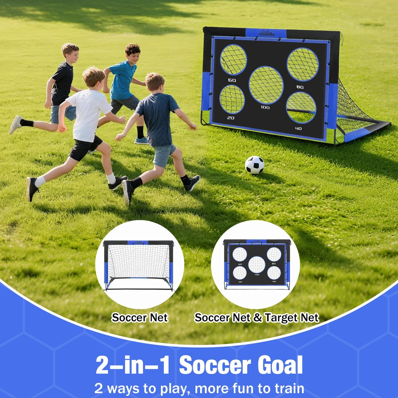 MoKo Portería de Fútbol Plegable con Red, Equipo de Entrenamiento Portátil para Niños
