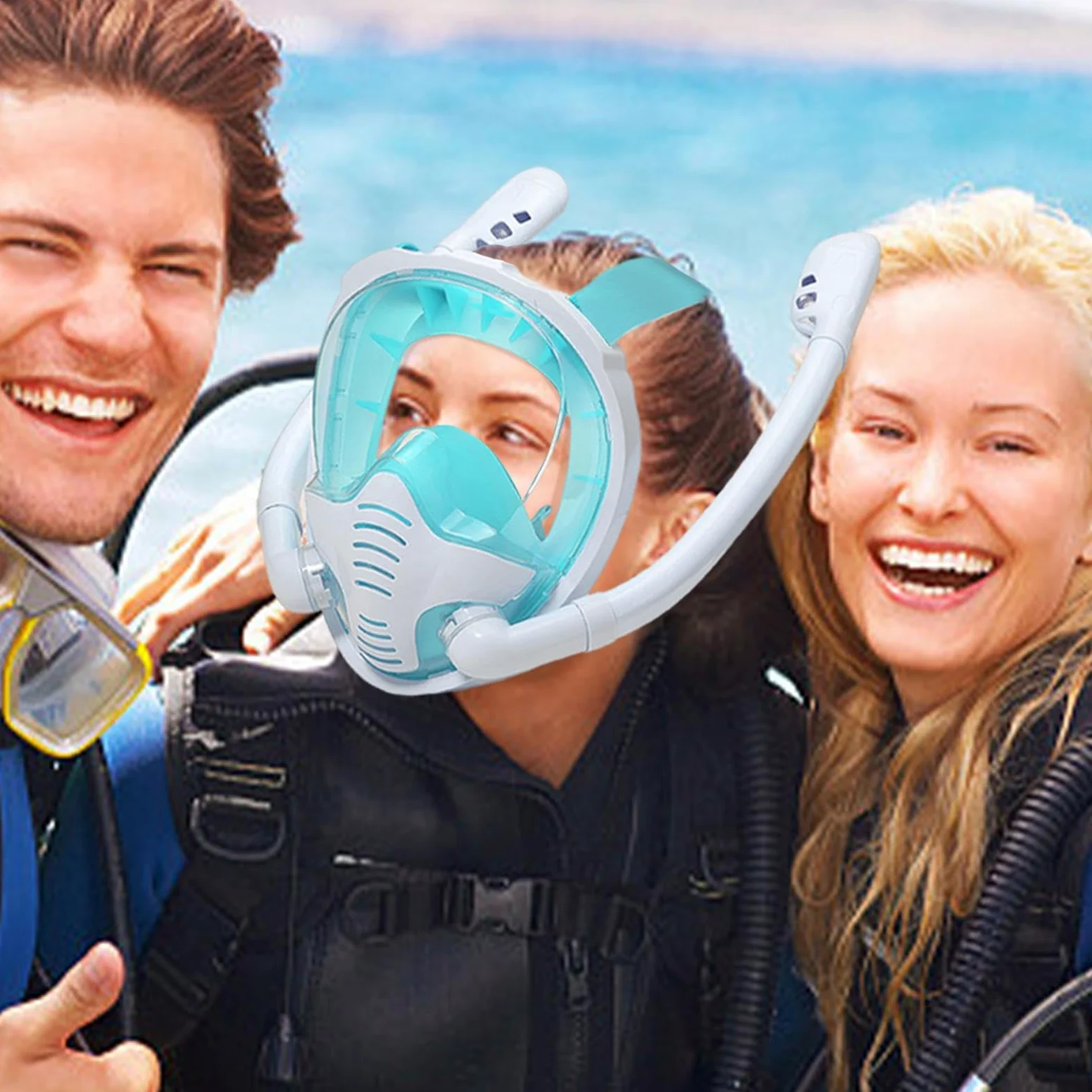 Gafas de buceo de cara completa, gafas de buceo sin fugas, antivaho para adultos, sin fugas, de silicona, para cabeza de natación, cubierta de cabeza de buceo para hombres