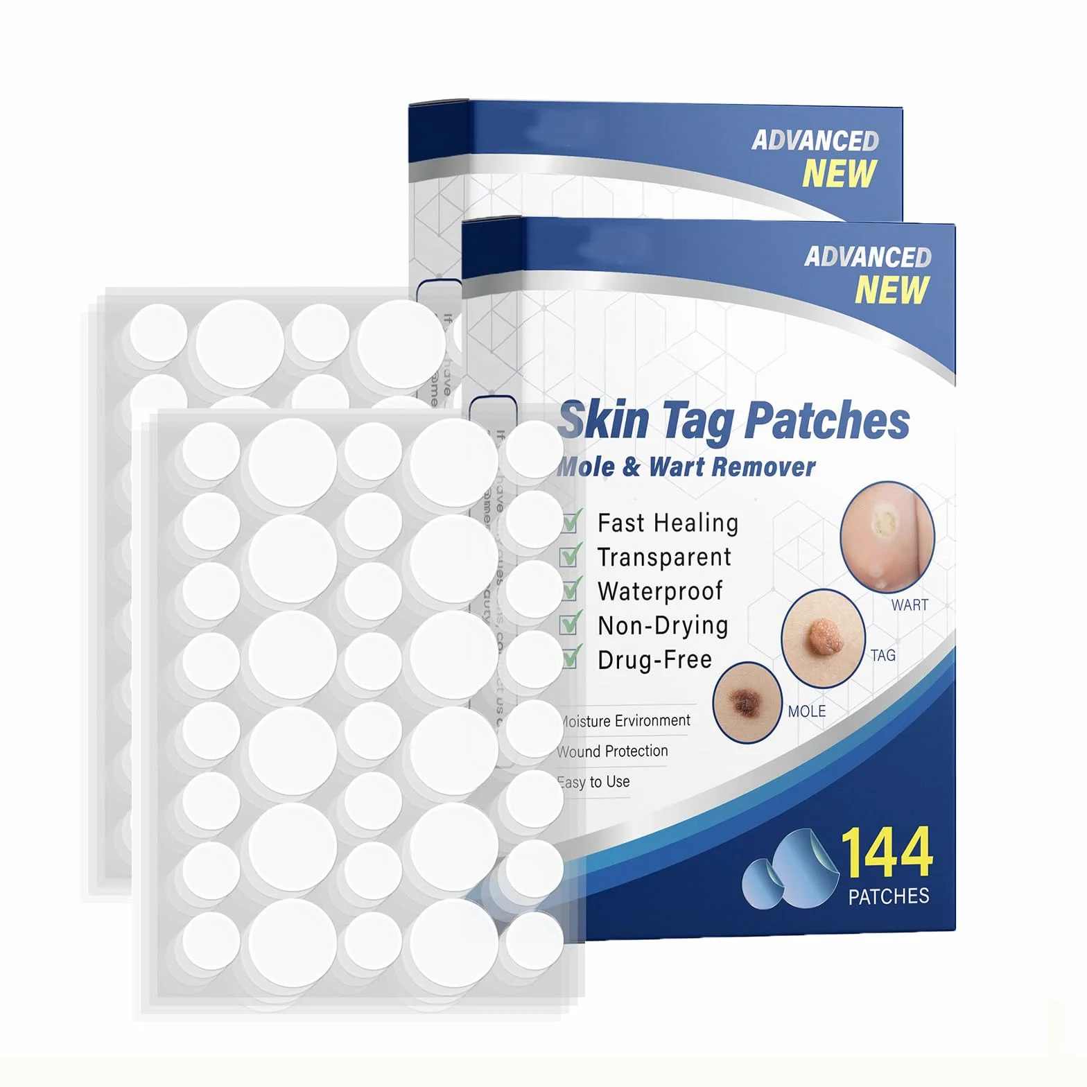 144 PCS Wart Remover, Quita Verruga Cuello Y Cara, Deje Que La Piel Sea Lisa