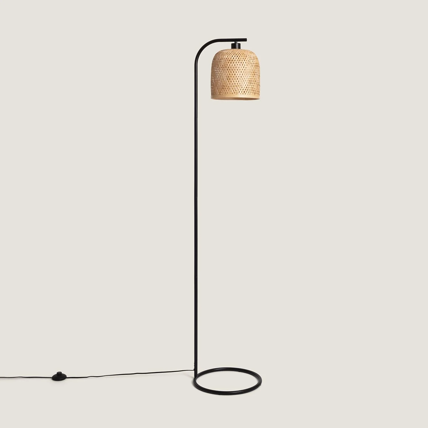 LEDKIA LIGHTING Lámpara de Pié Metal Bambú Adola Natural E27