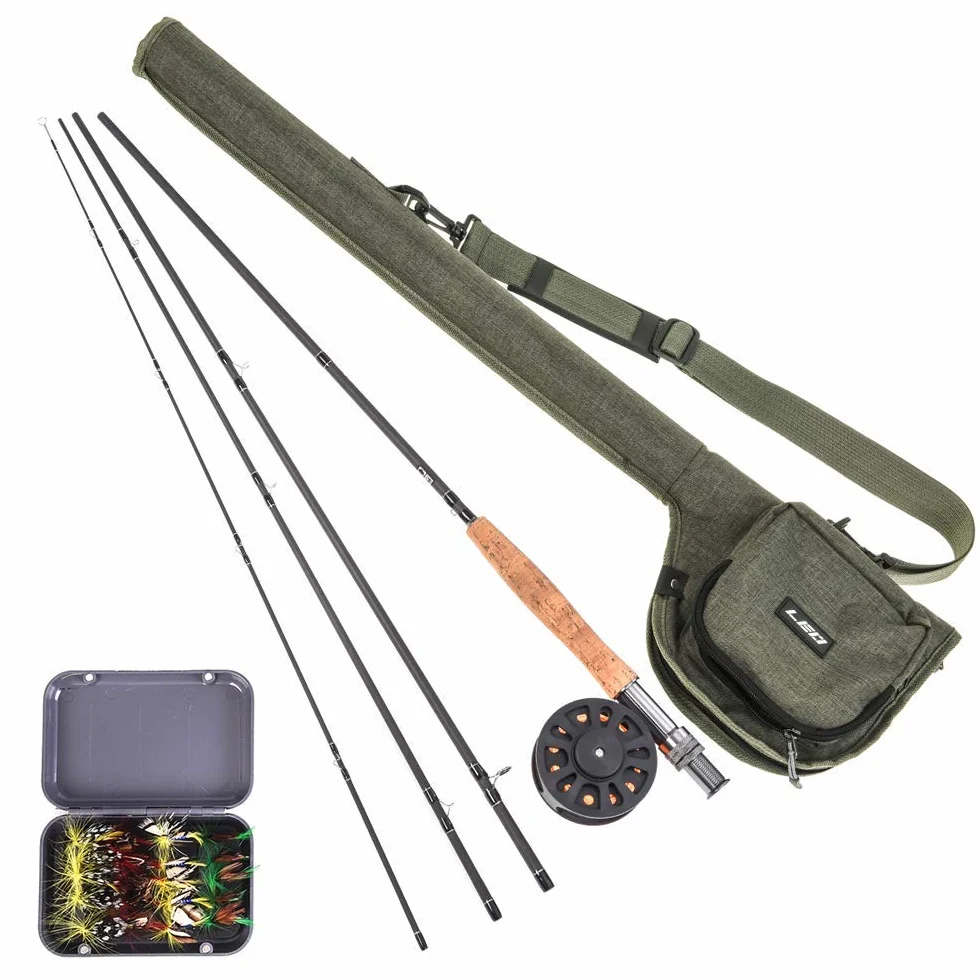 Lixada Estuche para caña de Pescar con Mosca, Bolsa de Aparejos de Pesca portátil, Bolsa de Almacenamiento de caña de Pescar de Lona, carretes de Mosca, Estuche de Transporte Duradero