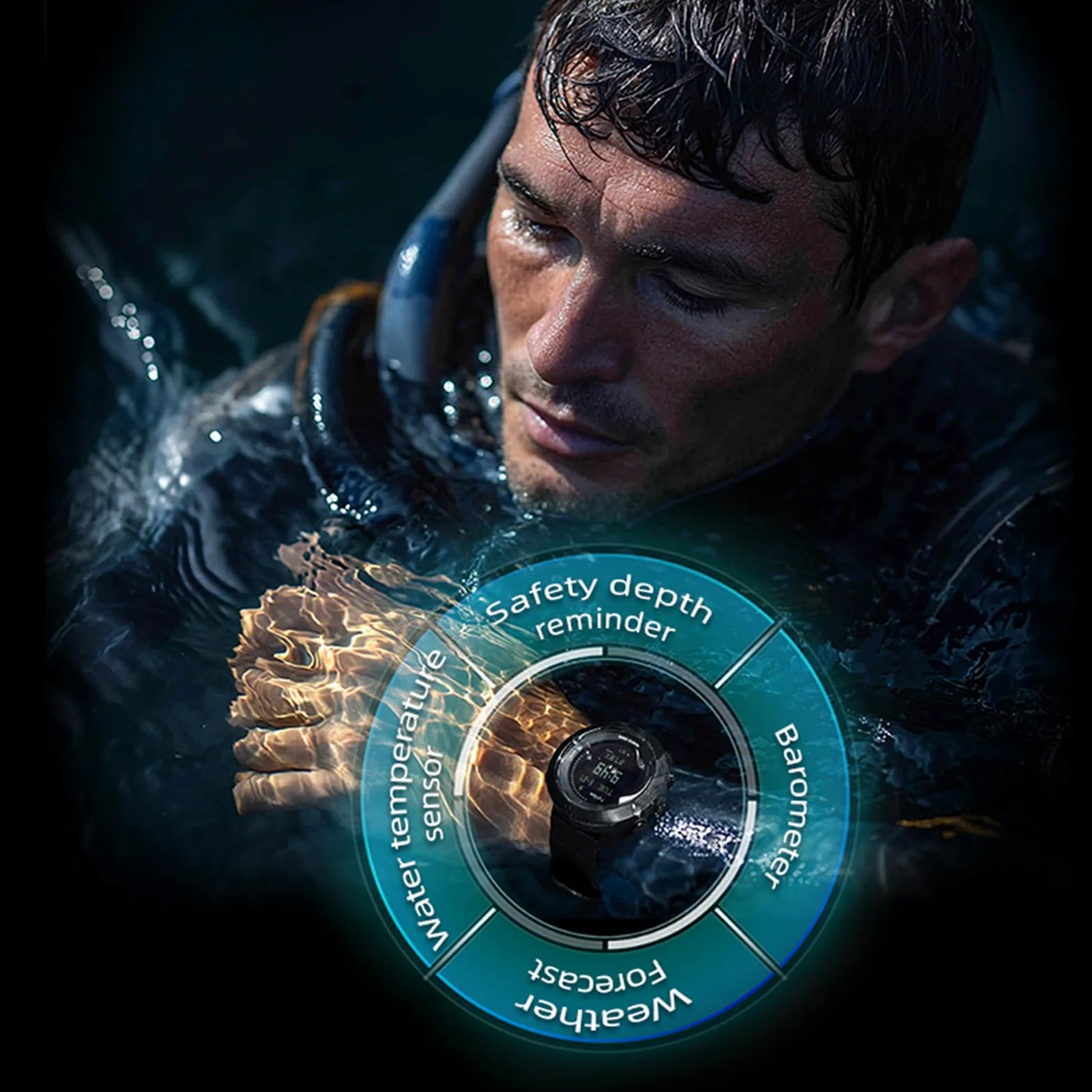 POENVFPO Reloj Deportivo Digital, Brújula de Buceo, Altímetro, Barómetro, Rastreador de Profundidad, Retroiluminación LED a Prueba de Lluvia de 100 M para Hombres Al Aire