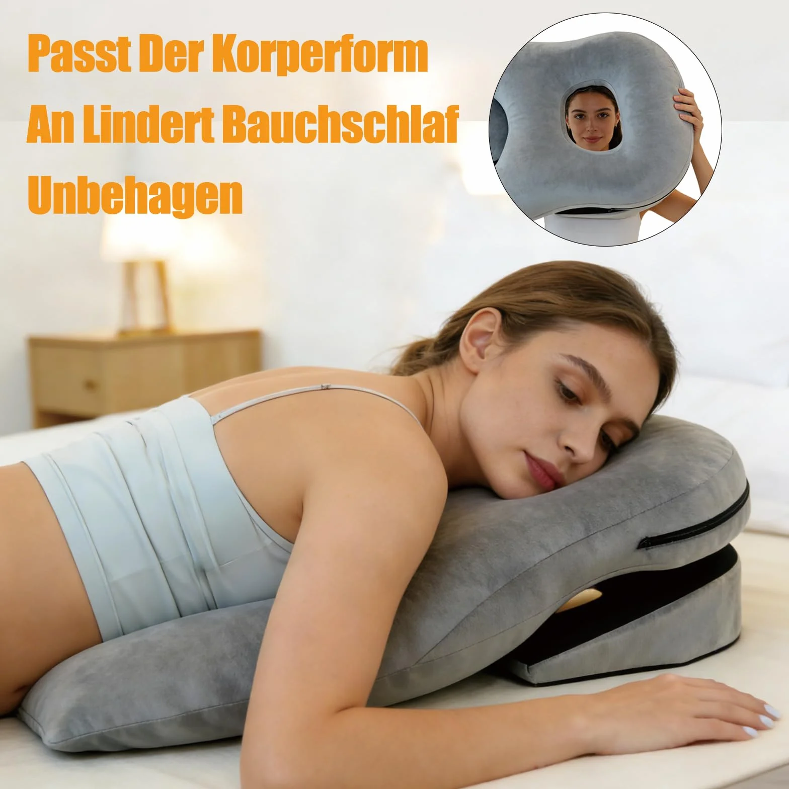 Almohada facial para dormir, almohada boca abajo para dormir para el apoyo después de intervenciones, cabecero de masaje ajustable en altura para la cama, equipo de recuperación de vitrectomía