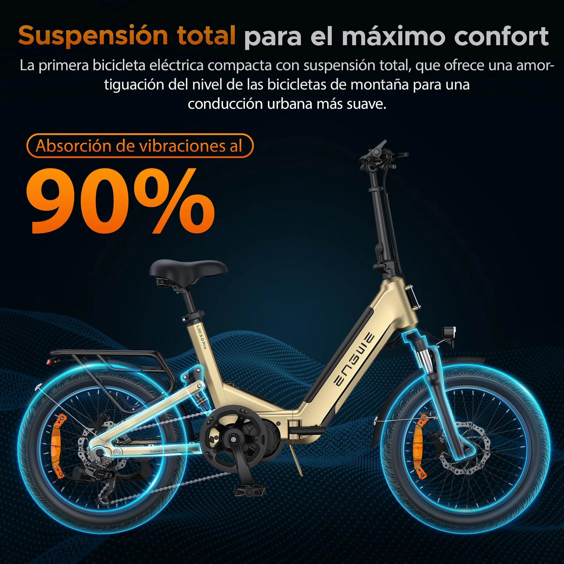 ENGWE Bicicleta Eléctrica con App&IOT, Bicicleta Eléctrica 48V 15Ah con Batería hasta 160km, Sensor de Par y Freno Hidráulico, Neumáticos 20 * 3.0, 2 Horas de Carga