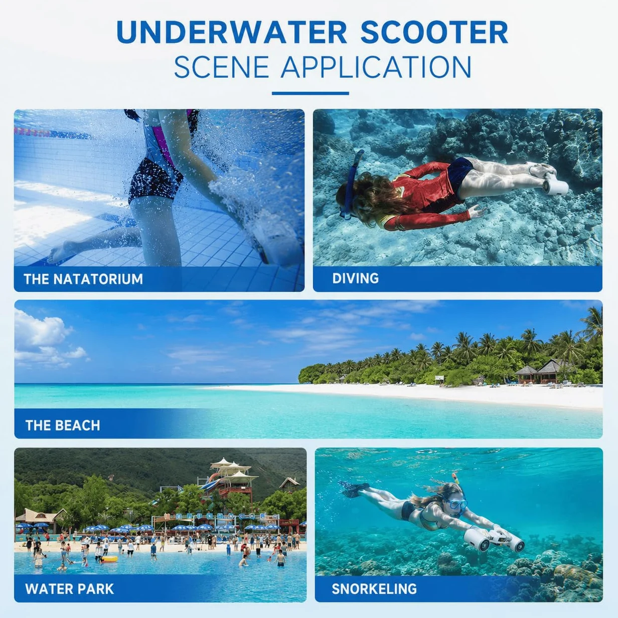 Vehículo Submarino de propulsión Buceo Sea Scooter, Seascooter De 500 W | Hélice de Buceo de 5,4 km/h, Scooter de Buceo Impermeable de Larga duración para Buceo, natación y fotografía submarina