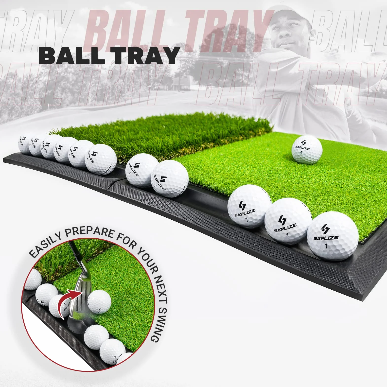 Tapete de Golf SAPLIZE con Bandeja para Pelotas de Golf y Base Resistente