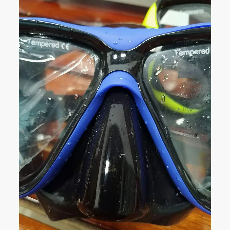 Snorkel Set Anti-Fog Snorkeling Máscara de Buceo con Tubos de respiración Libres mejorados Snorkel Superior seco antifugas para Adultos y jóvenes Azul