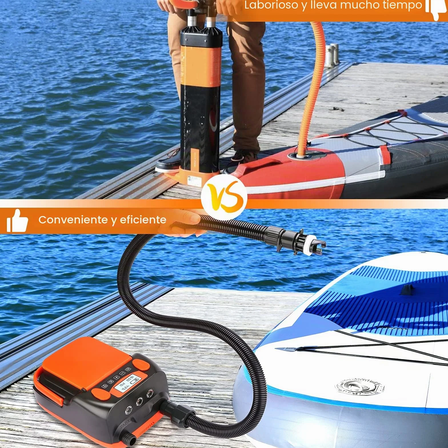 AGPtEK 6000mAh Bomba de Aire eléctrica Digital 16PSI 12V Recargable con Modo inflador y desinflador Rápido, Inflador Portátil de Alta Presión para Paddle Surf, Carpas, Sup y Botes inflables