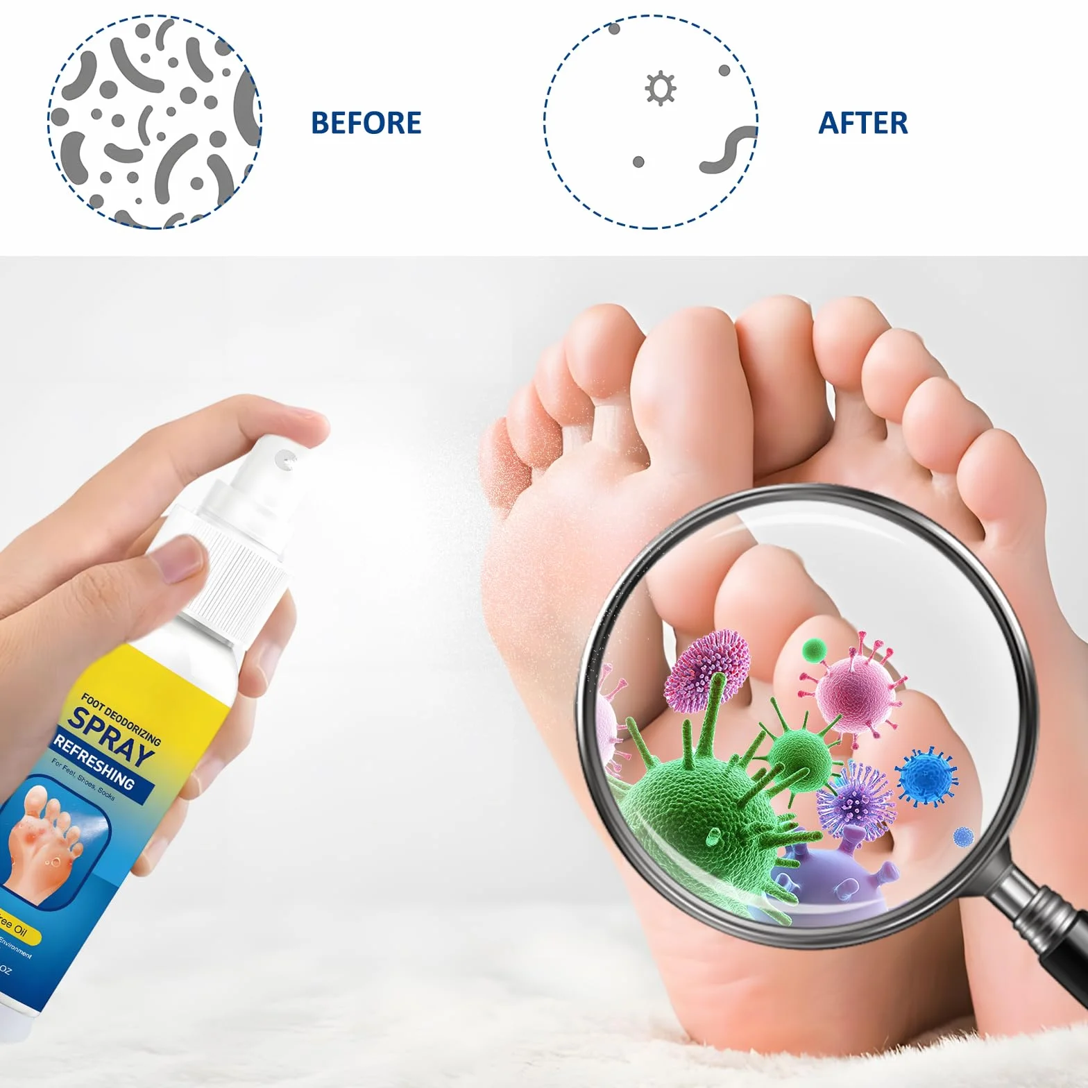 Spray Para Pies Aceite De Árbol De Té 120 ML, Desodorante Para Pies Elimina Mal Olor