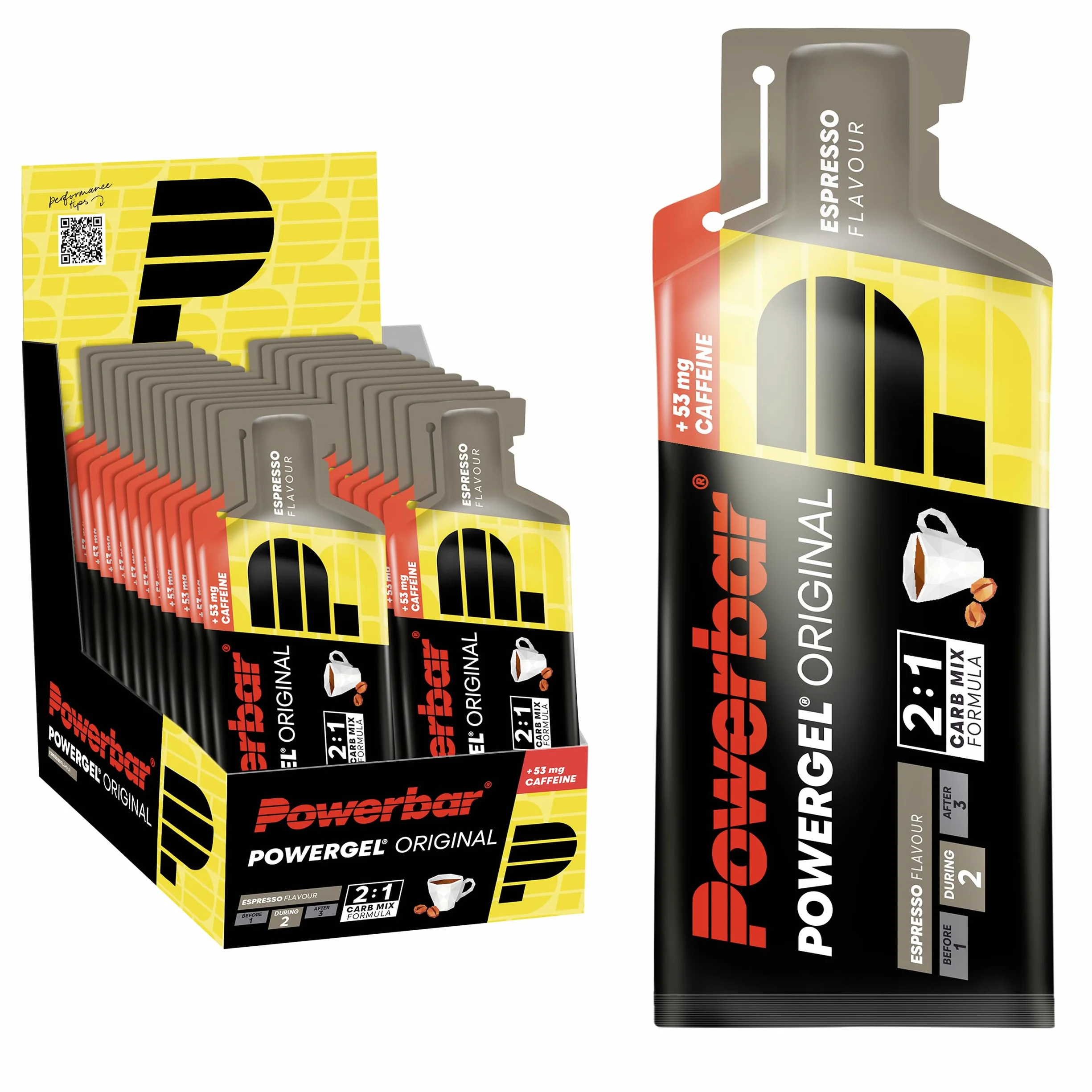 Powerbar PowerGel Original Espresso 24x41g High Carb Energy Gel Magnesio Sodio 53mg Cafeína