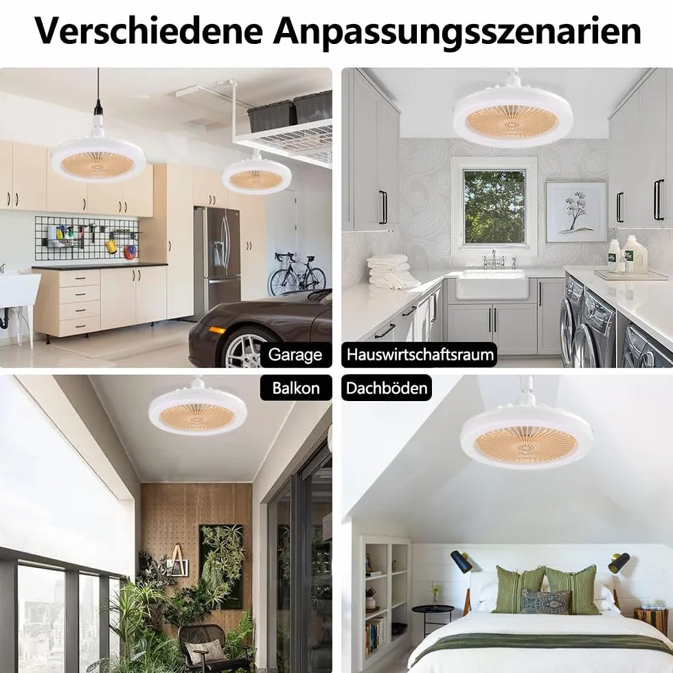 Anyingkai Ventilador de Techo con Luz E27 25cm Amarillo
