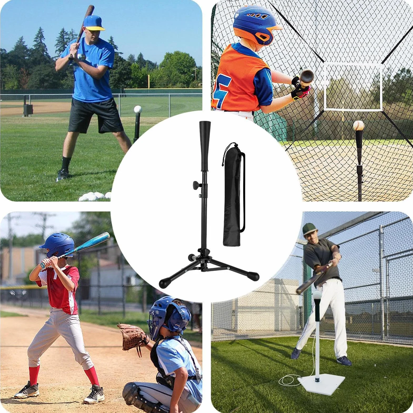 tee Béisbol Juvenil | Base De Béisbol para Niños Pequeños | con Bolsa Edades 3-8 Entrenador Altura Ajustable Trípode para Práctica Interior