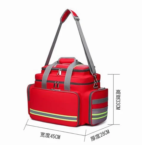 Bolsa de primeros auxilios vacía profesional con separadores desmontables para emergencias médicas y atención médica en el hogar