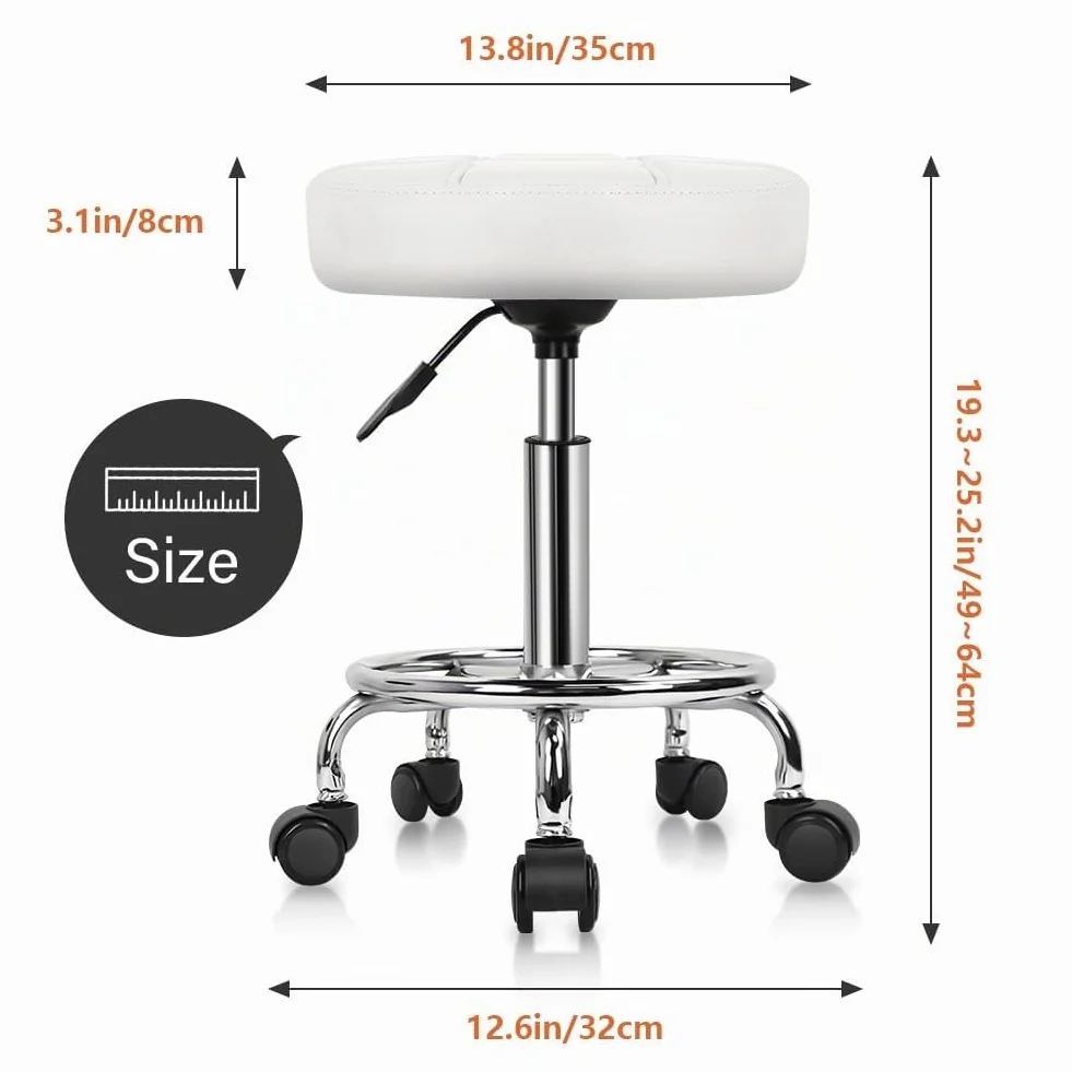 Taburete Giratorio Regulable en Altura 49-64cm Blanco