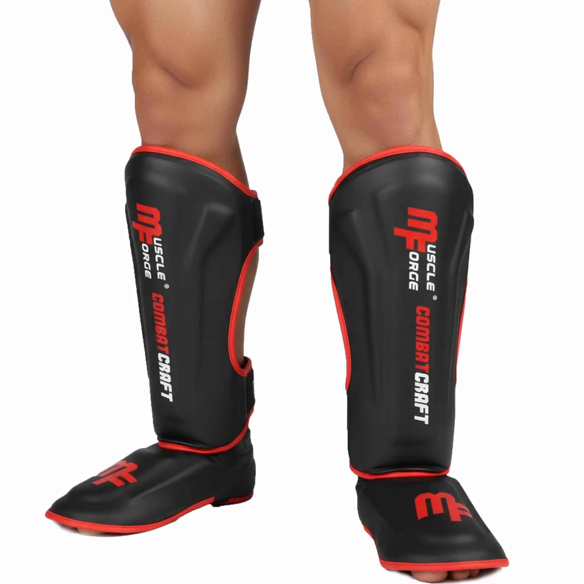 Espinilleras Kick Boxing con Protección de Empeine Talla M/L/XL para Muay Thai MMA Acolchado EVA Alta Densidad