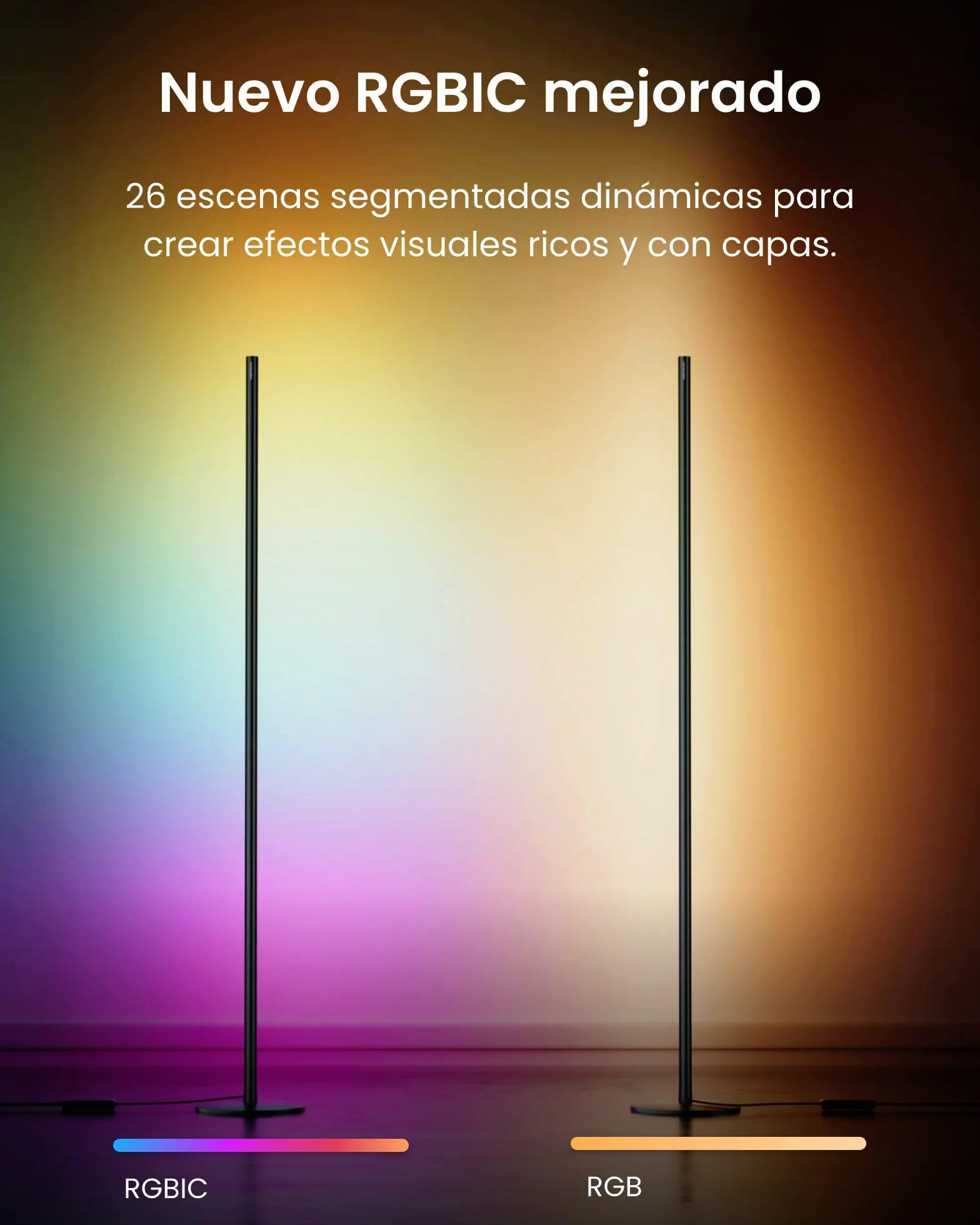 SwitchBot Matter RGBICWW Lámpara de Pie LED, Blanco Cálido y Frío, 16 Millones Colores, 1200lm, Compatible con Apple Home, Alexa, Google Home