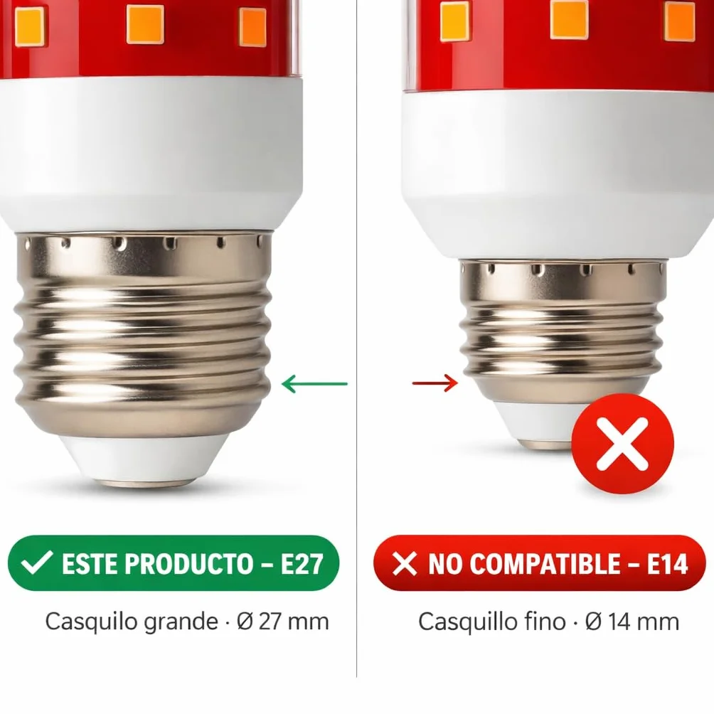 Bombilla Luz Roja Nocturna Melatonina E27 E14 Pack 2 Sin Luz Azul ni Flicker
