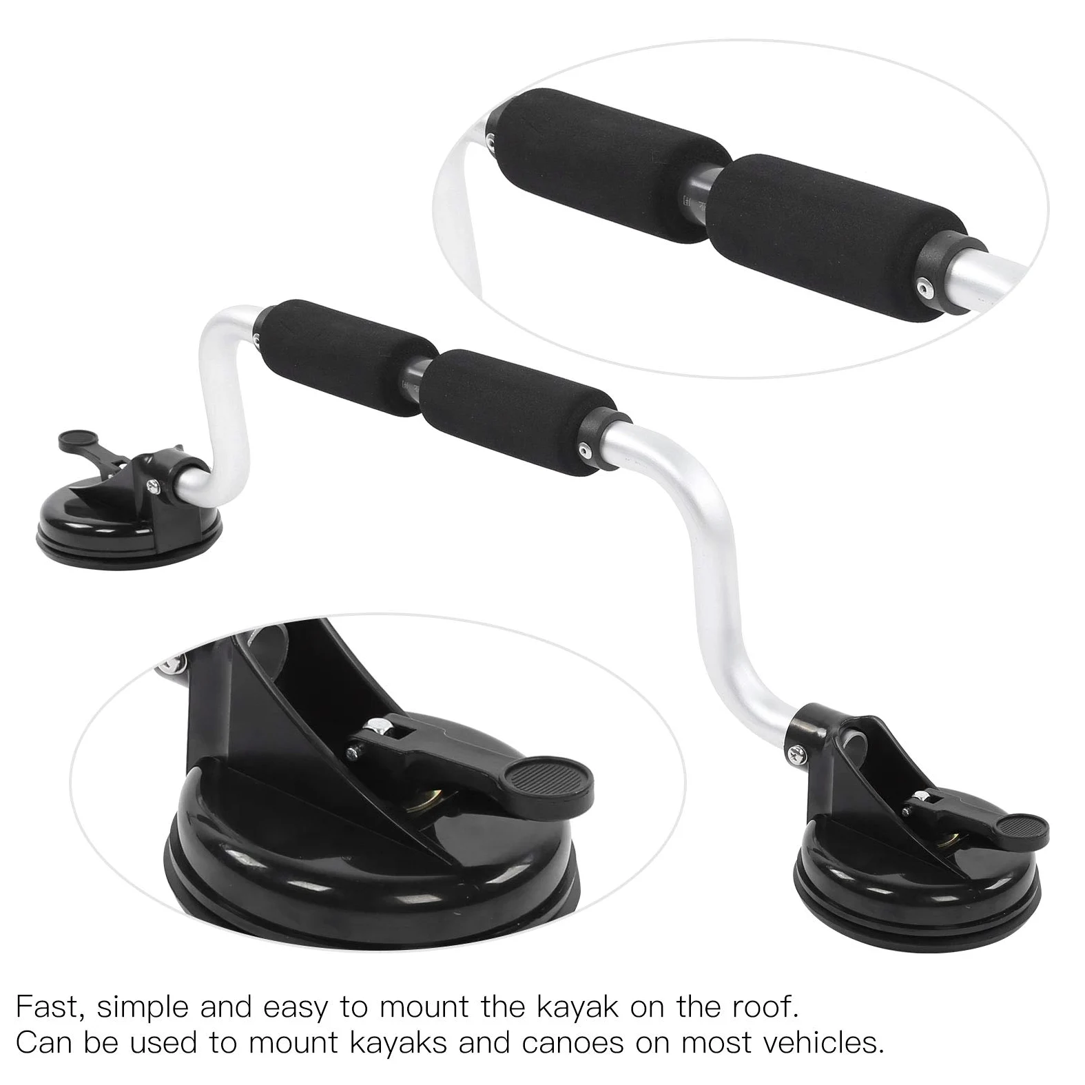 Ayuda de carga de kayak premium con soporte de rodillo de ventosa, duradero, fácil de usar y versátil para cargar el techo del coche