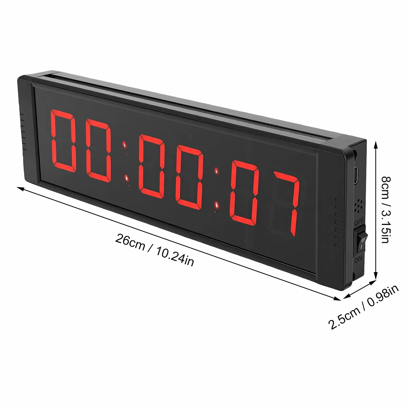Generic Cronómetro Grande con Cuenta Regresiva y Control Remoto para Gimnasios, Estudios, Temporizador Digital LED Rojo de 1,5 Pulgadas