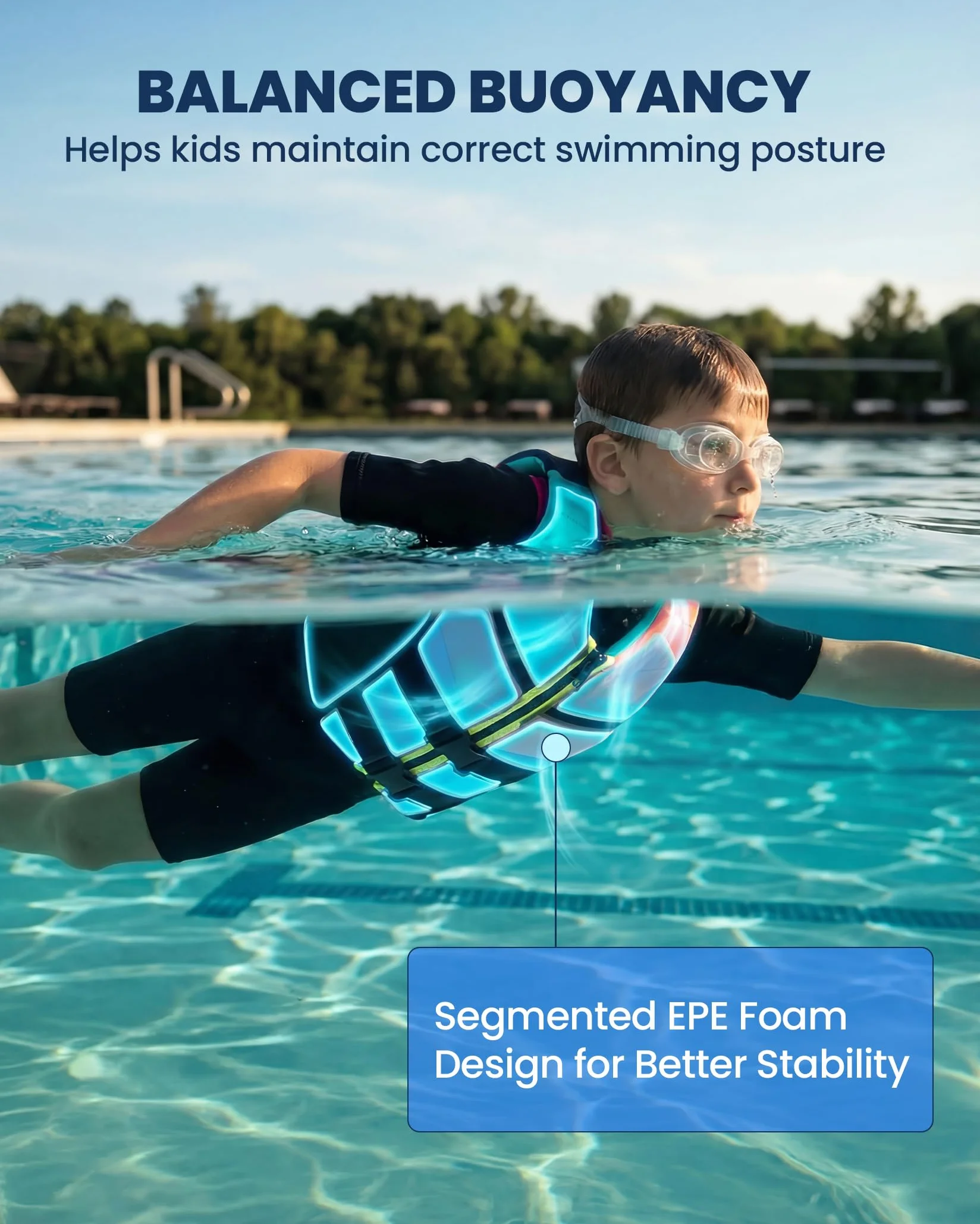Owntop Chaleco de Ayuda a la Flotabilidad para Adolescentes y Niños - Chaleco de Natación Juventud Unisex, Chaleco de Flotabilidad Ajustable con Hebillas de Seguridad para Pesca, Kayak y Vela